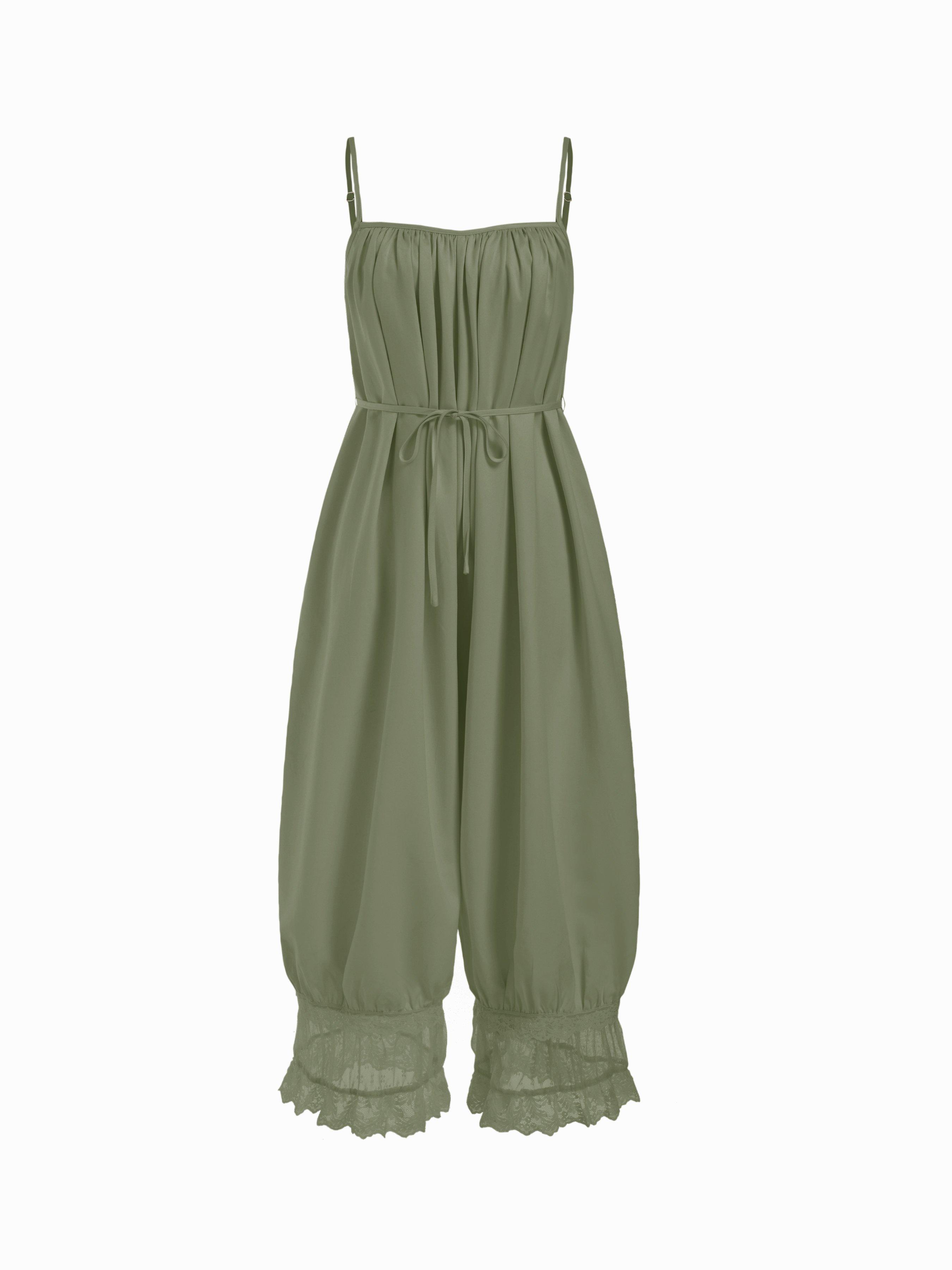 Lace Panel Mid Rise Bloomer Jumpsuit by CIDER