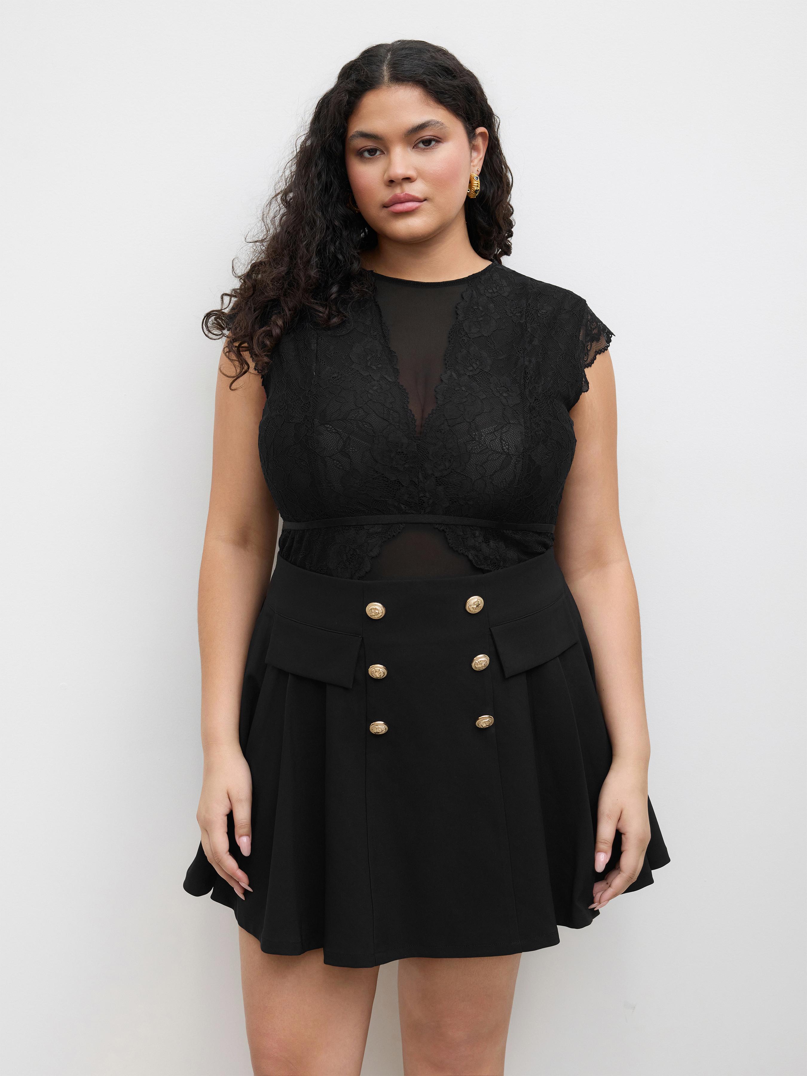 Lace Round Neckline Cut Out See-through Bodysuit Curve & Plus by CIDER