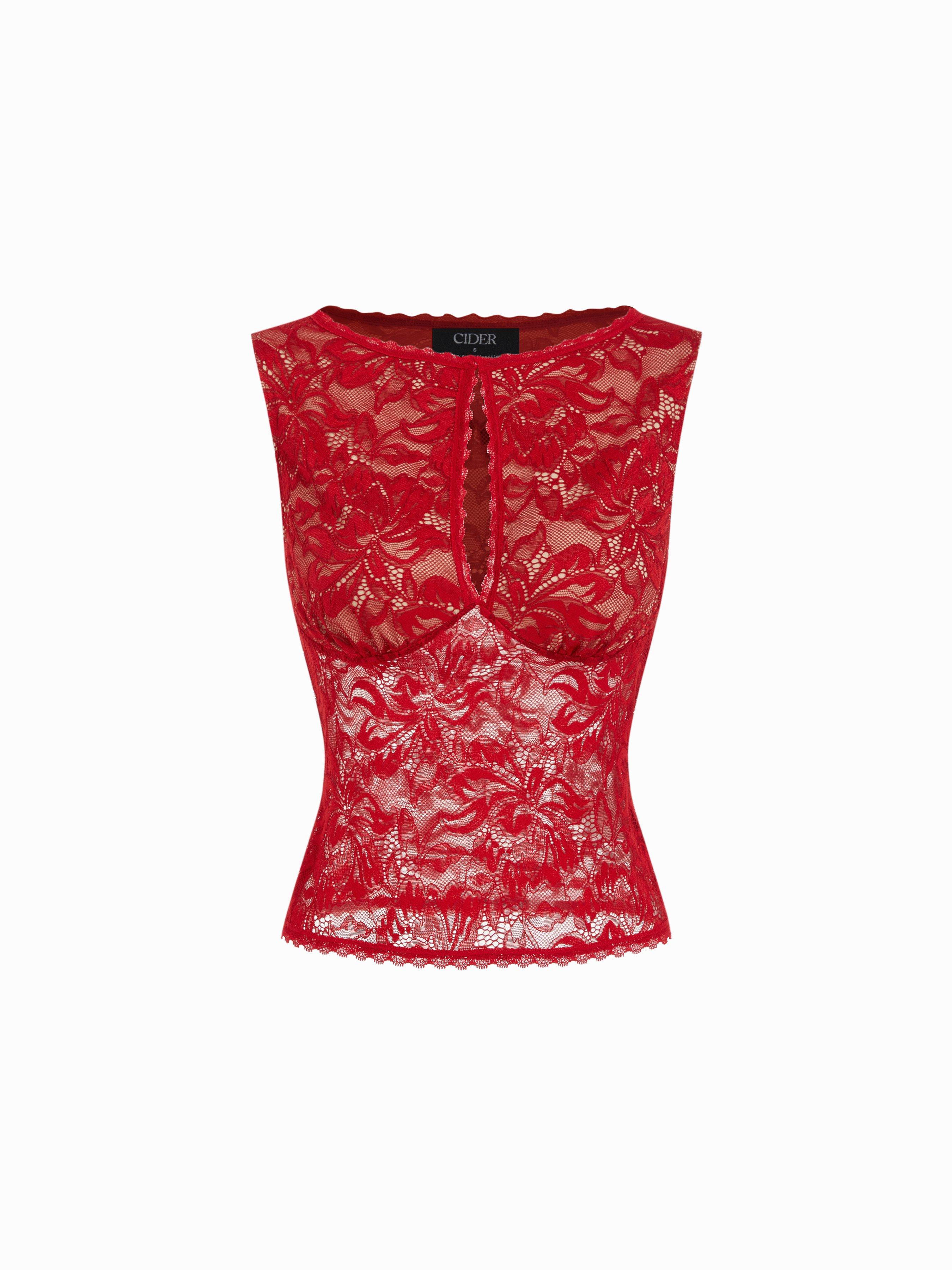 Lace Sheer Boat Neck Top by CIDER