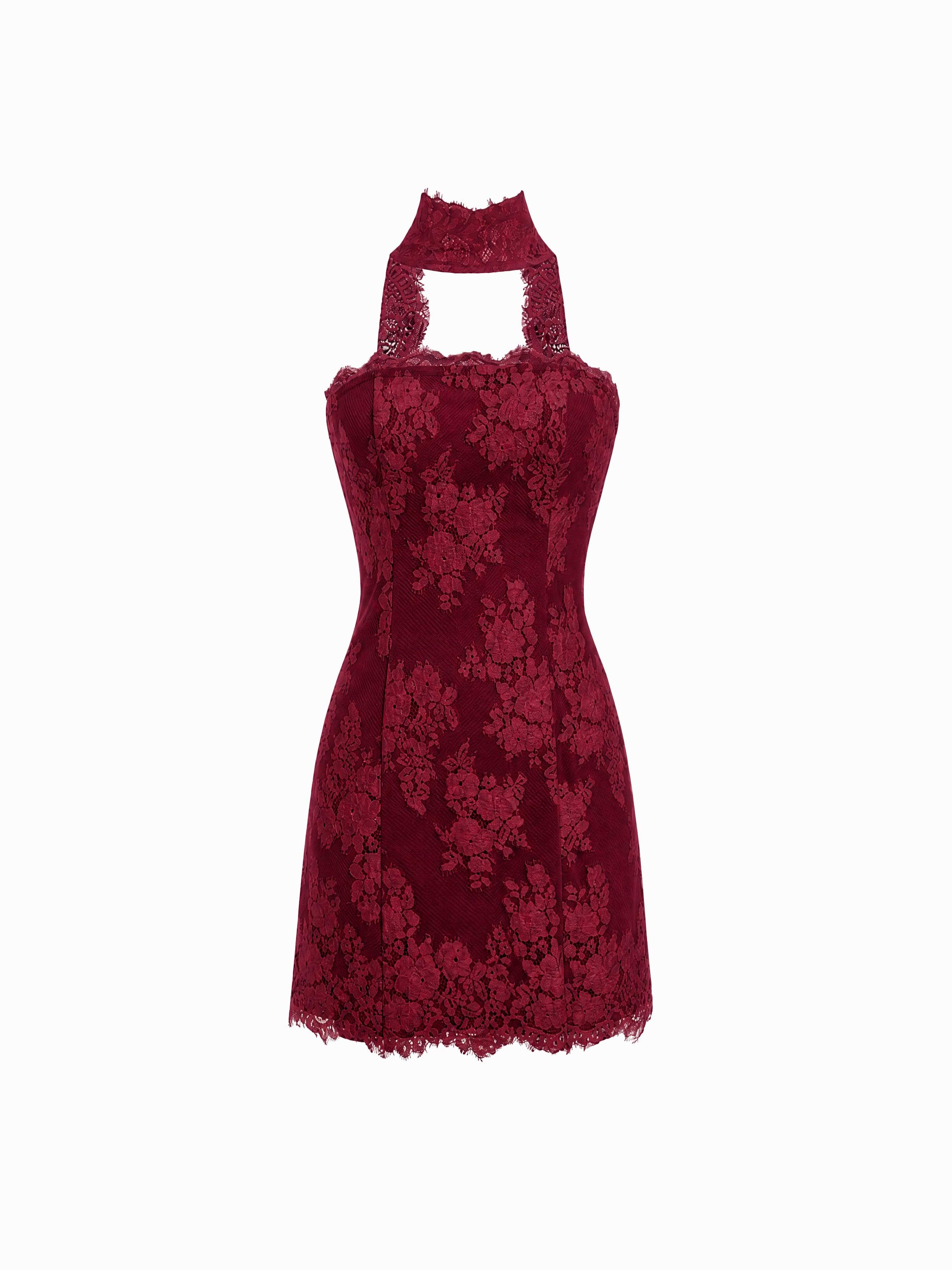 Lace Strapless Halter Neck Mini Dress by CIDER
