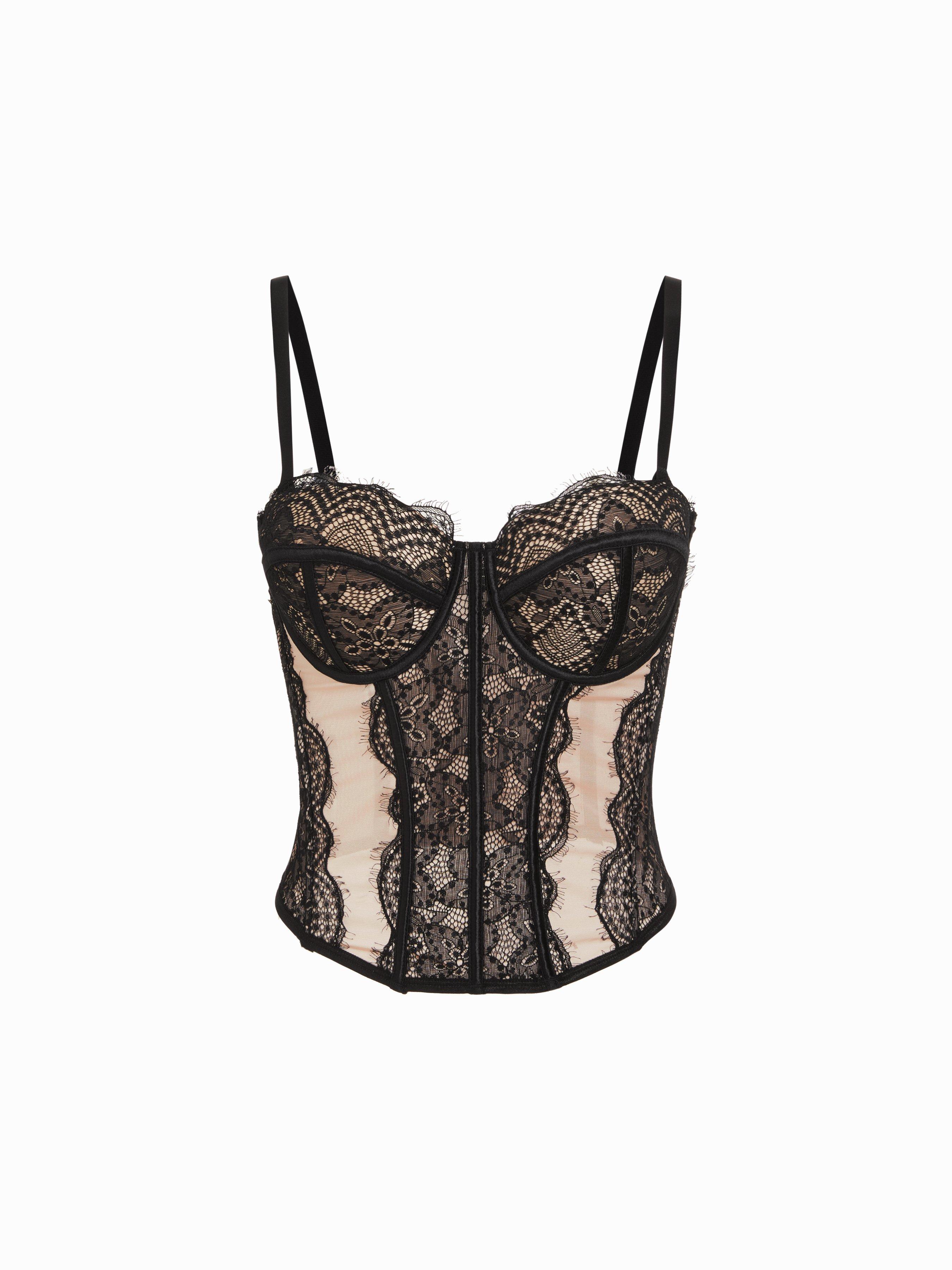 Lace Sweetheart Neck Lace Panel Slim Corset Cami Top by CIDER