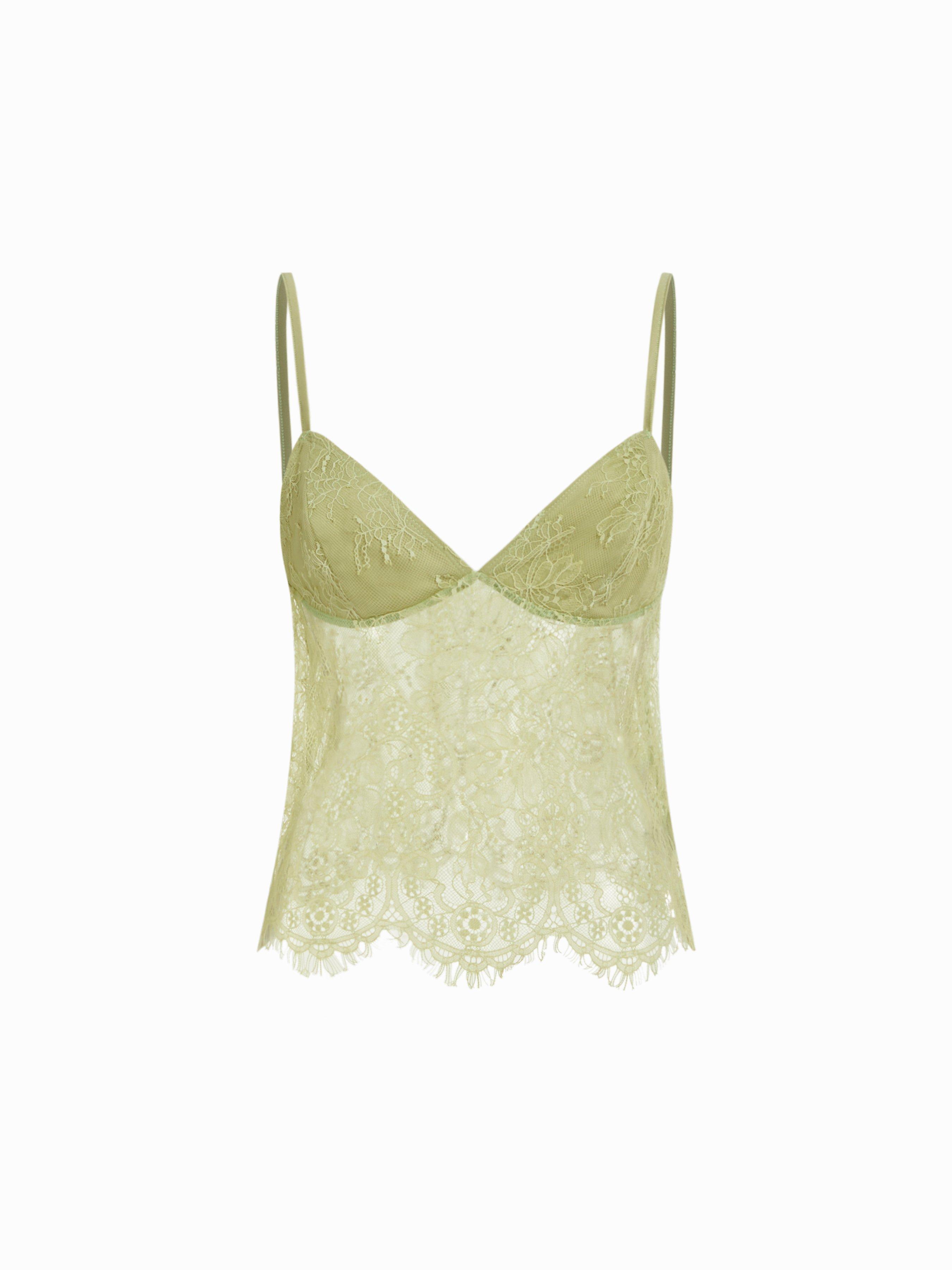 Lace Sweetheart Neck See-through Slim Cami Top by CIDER