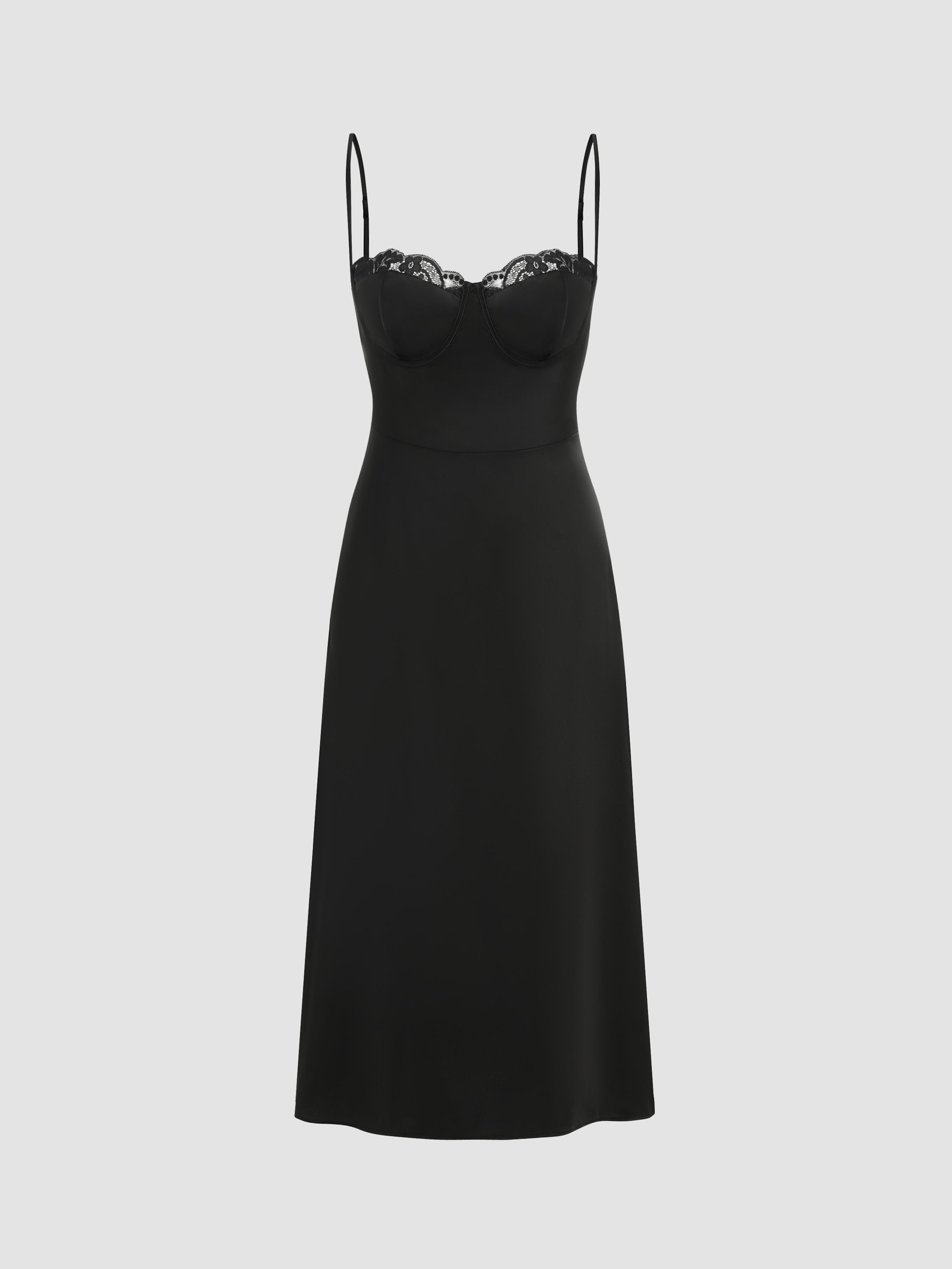 Lace Trim Cami Midi Dress by CIDER
