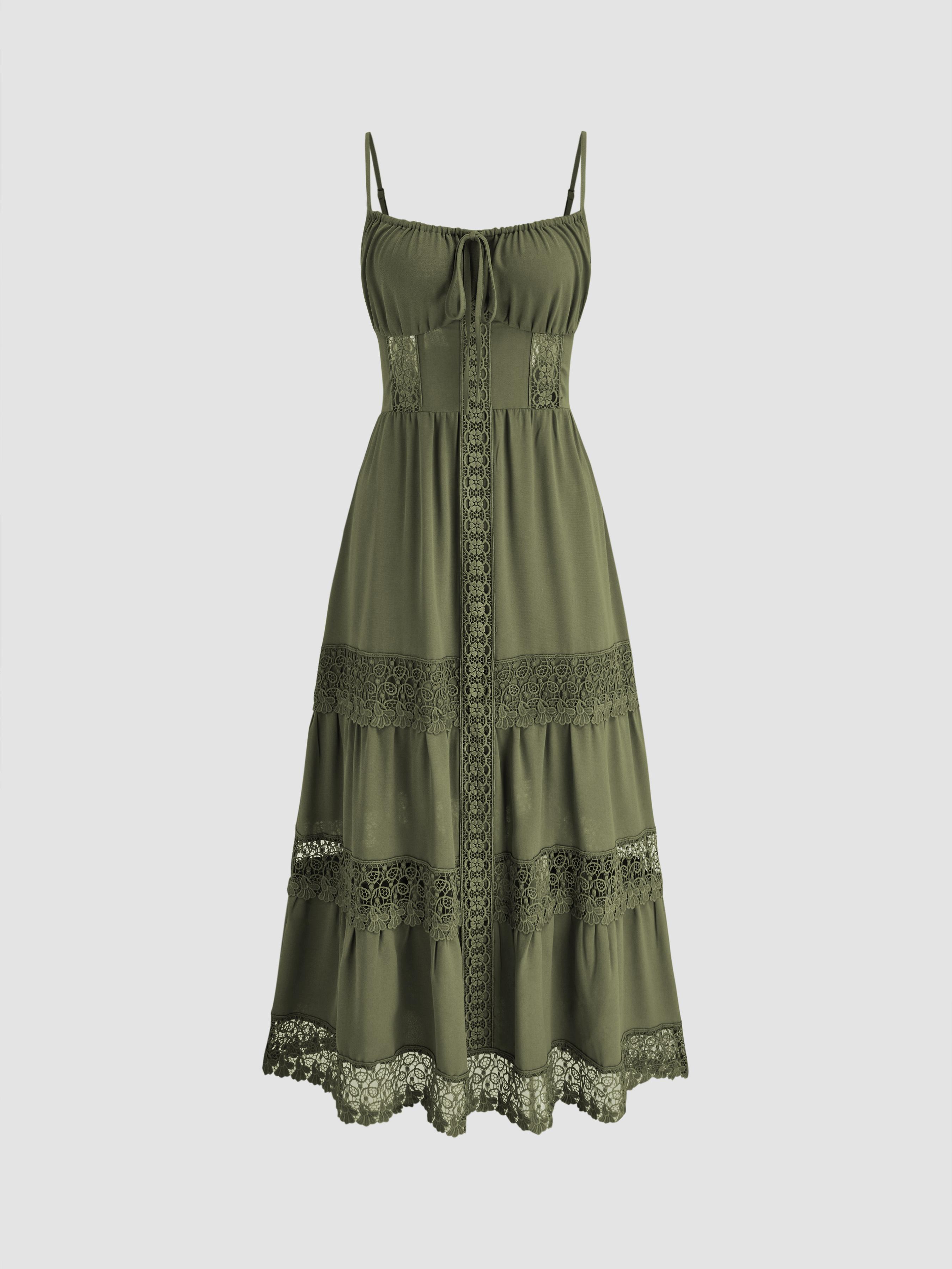 Lace Trim Tiered Cami Maxi Dress by CIDER