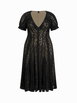 Lace V-neck Ruffle Sleeve Ruched Flared Maxi Dress Curve & Plus by CIDER
