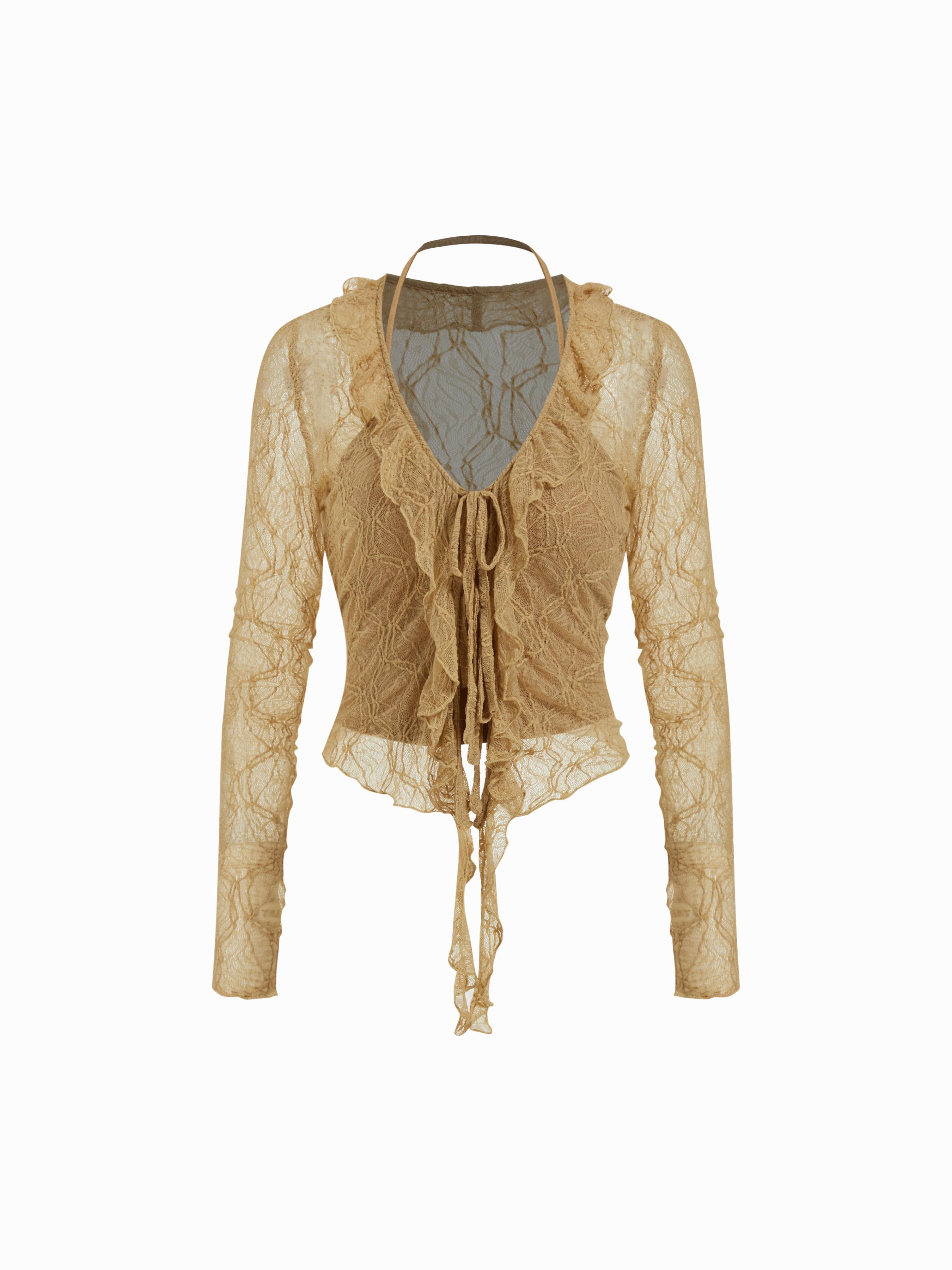 Lace V-neck Ruffled Blouse & Halter Neckline Top by CIDER