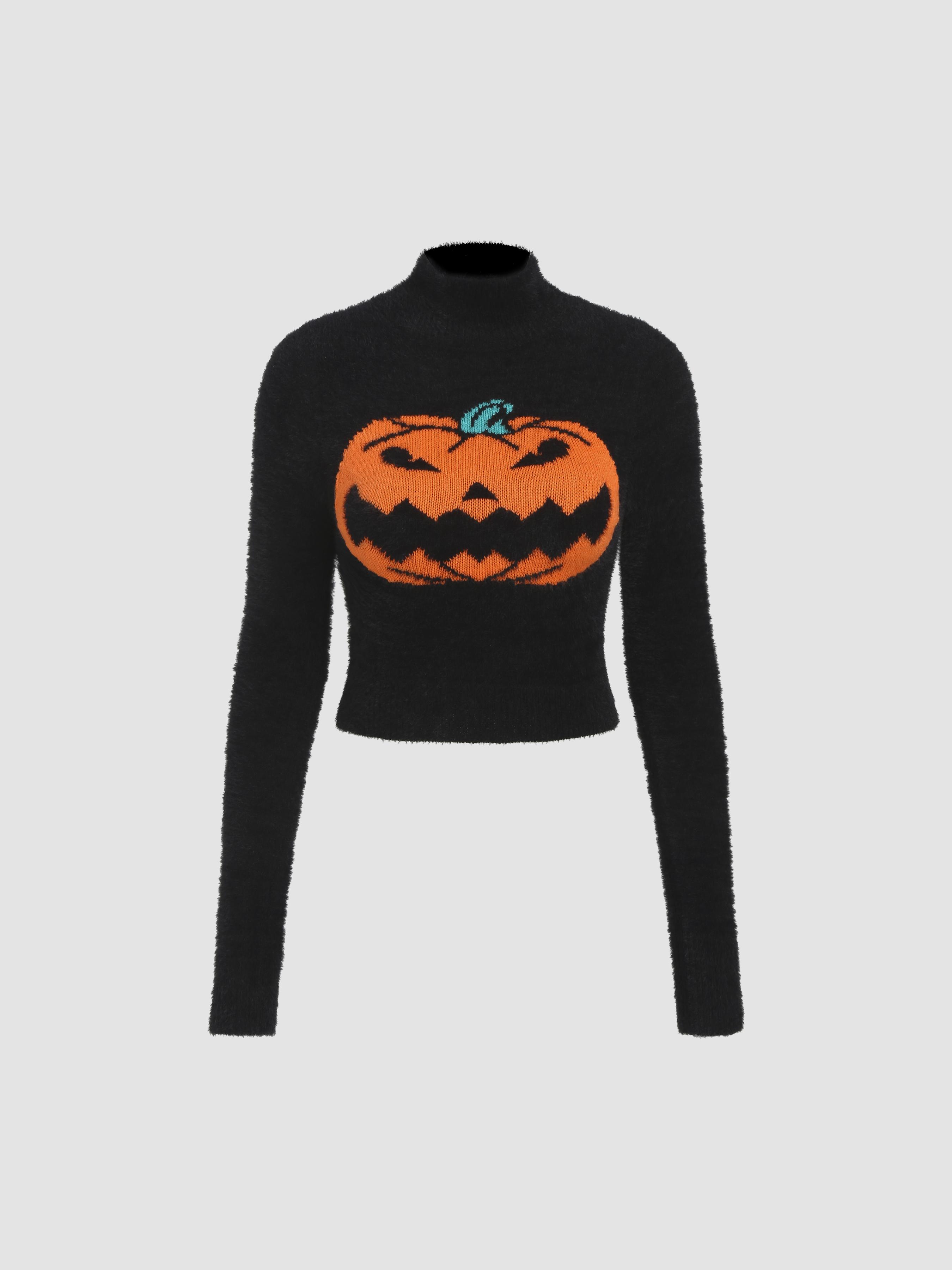 Lantern Pattern Knitted Long Sleeve Crop Top by CIDER