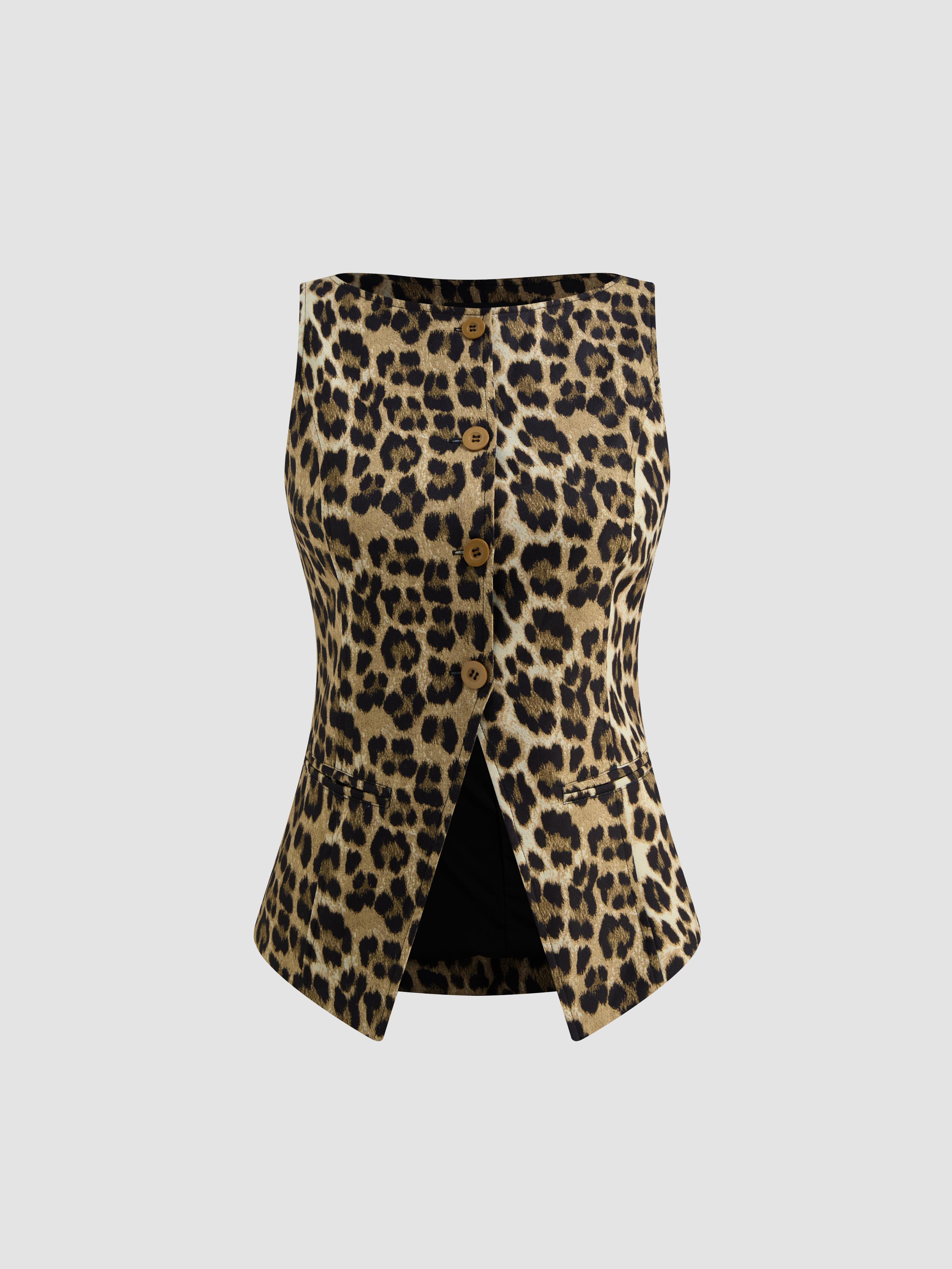 Leopard Boat Neck Waistcoat by CIDER