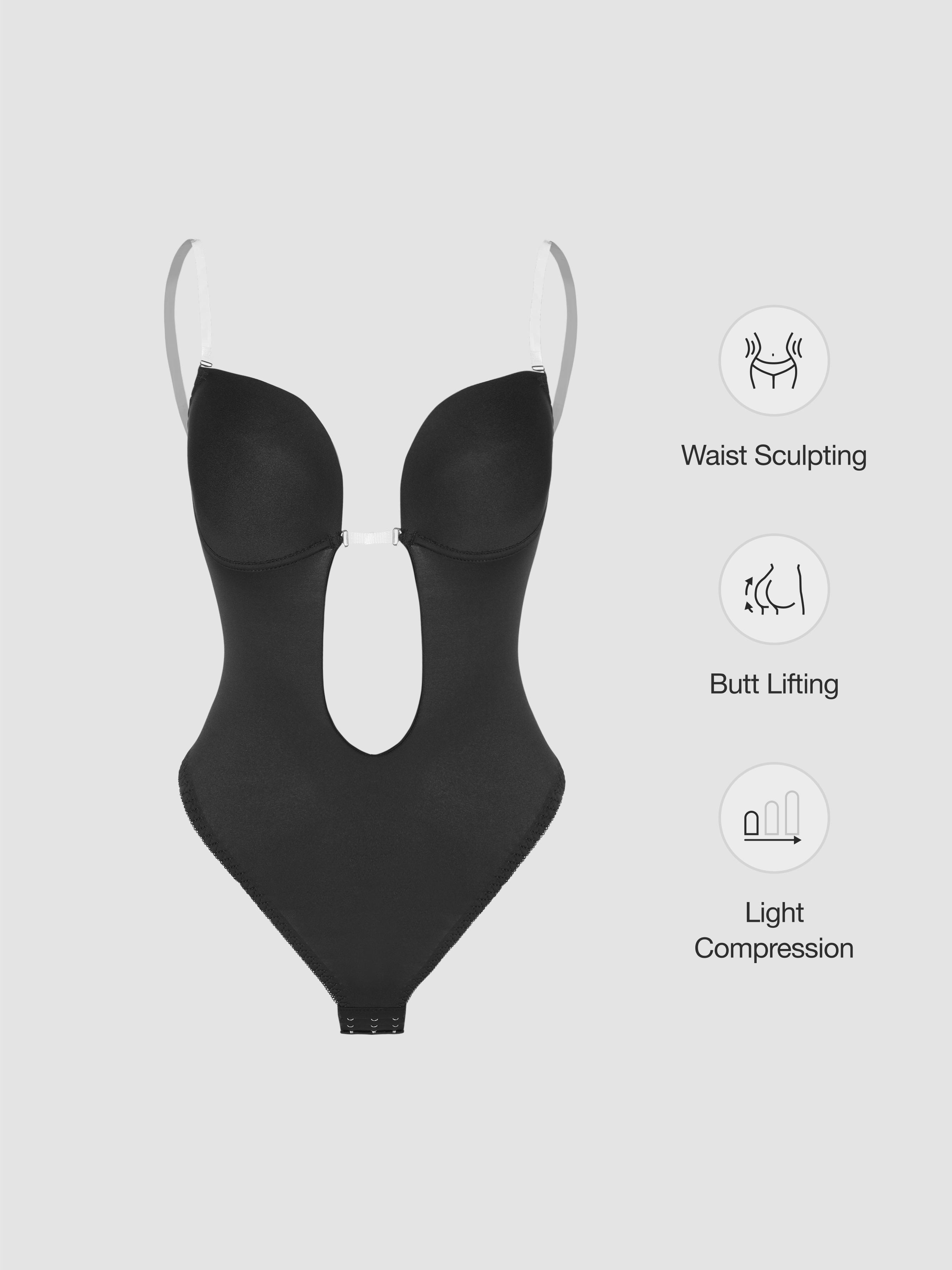 Light Compression Deep V Seamless Backless Shapewear Bodysuit by CIDER