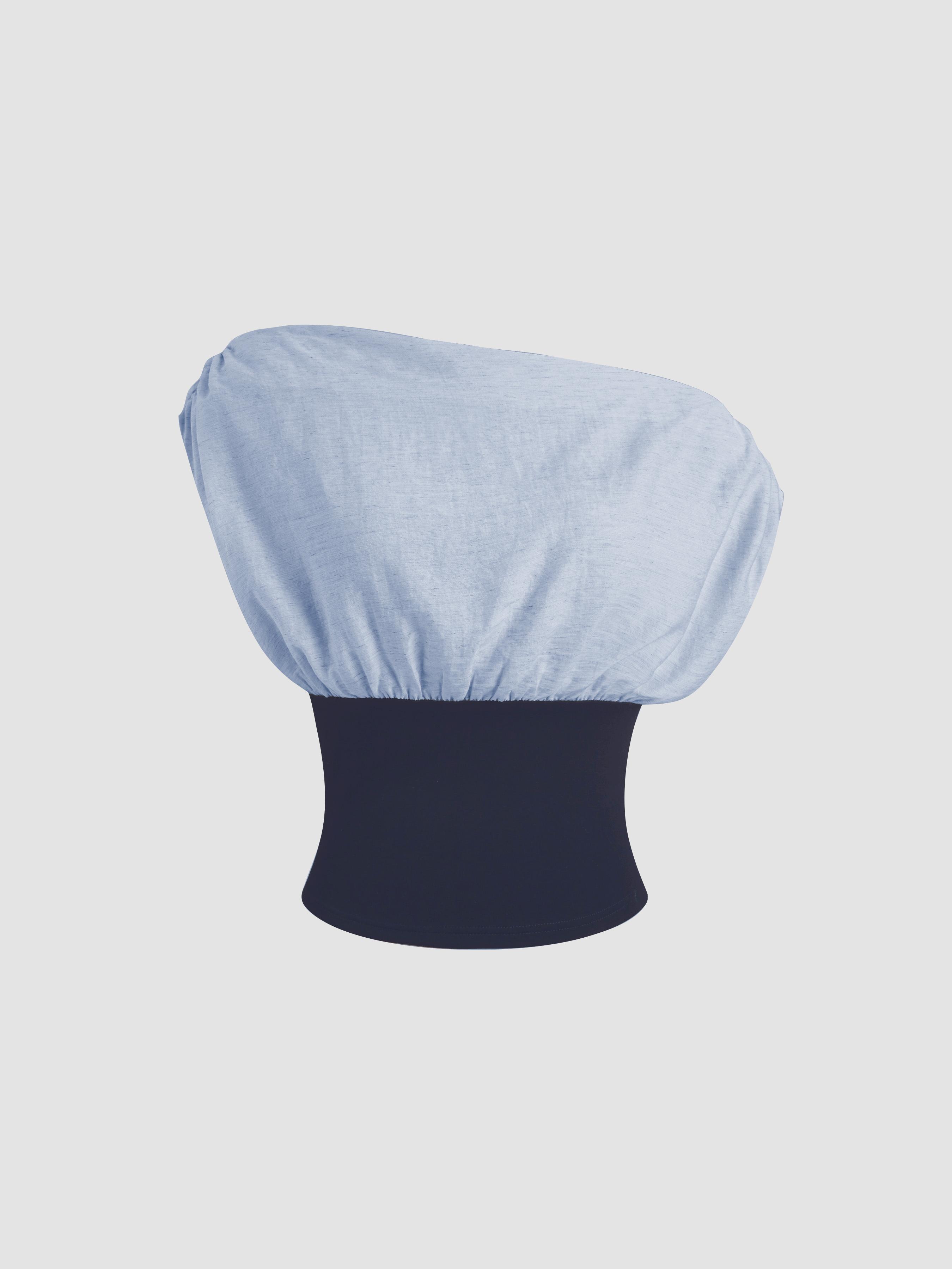 Linen-blend Asymmetrical Neck Two Tone Ruched Top by CIDER