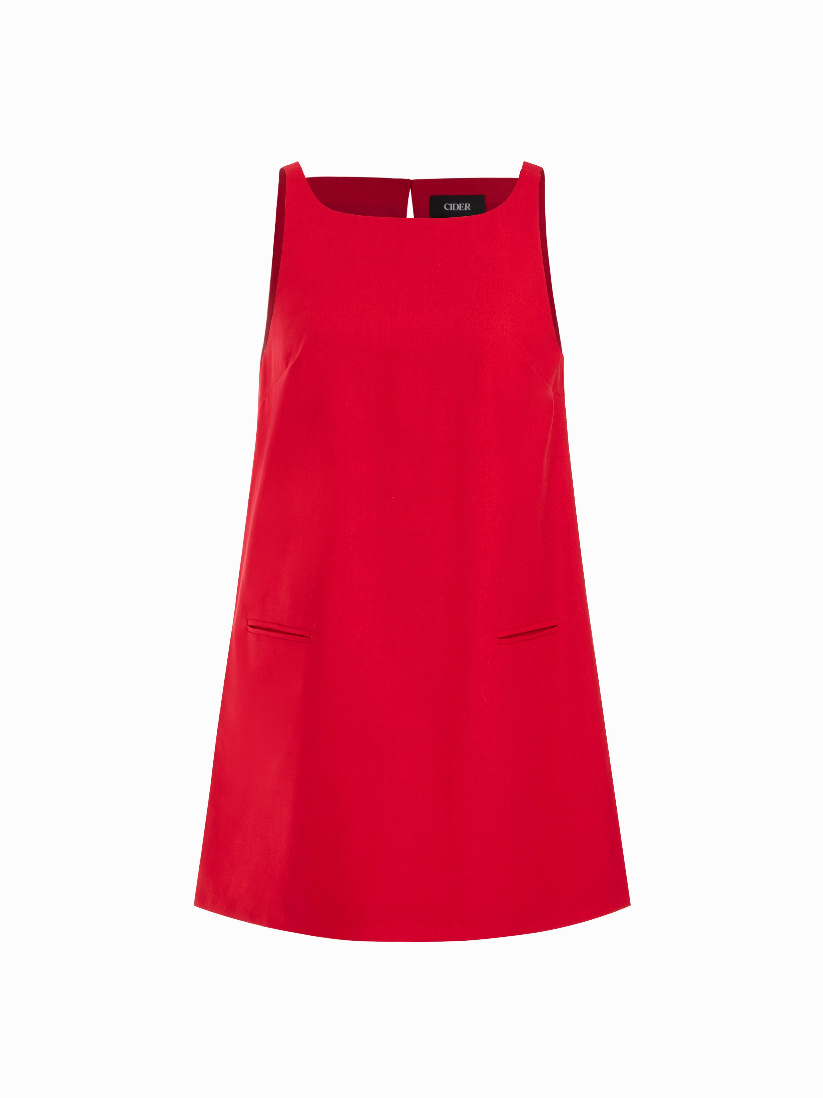 Linen-blend Boat Neck A-line High Rise Mini Dress by CIDER