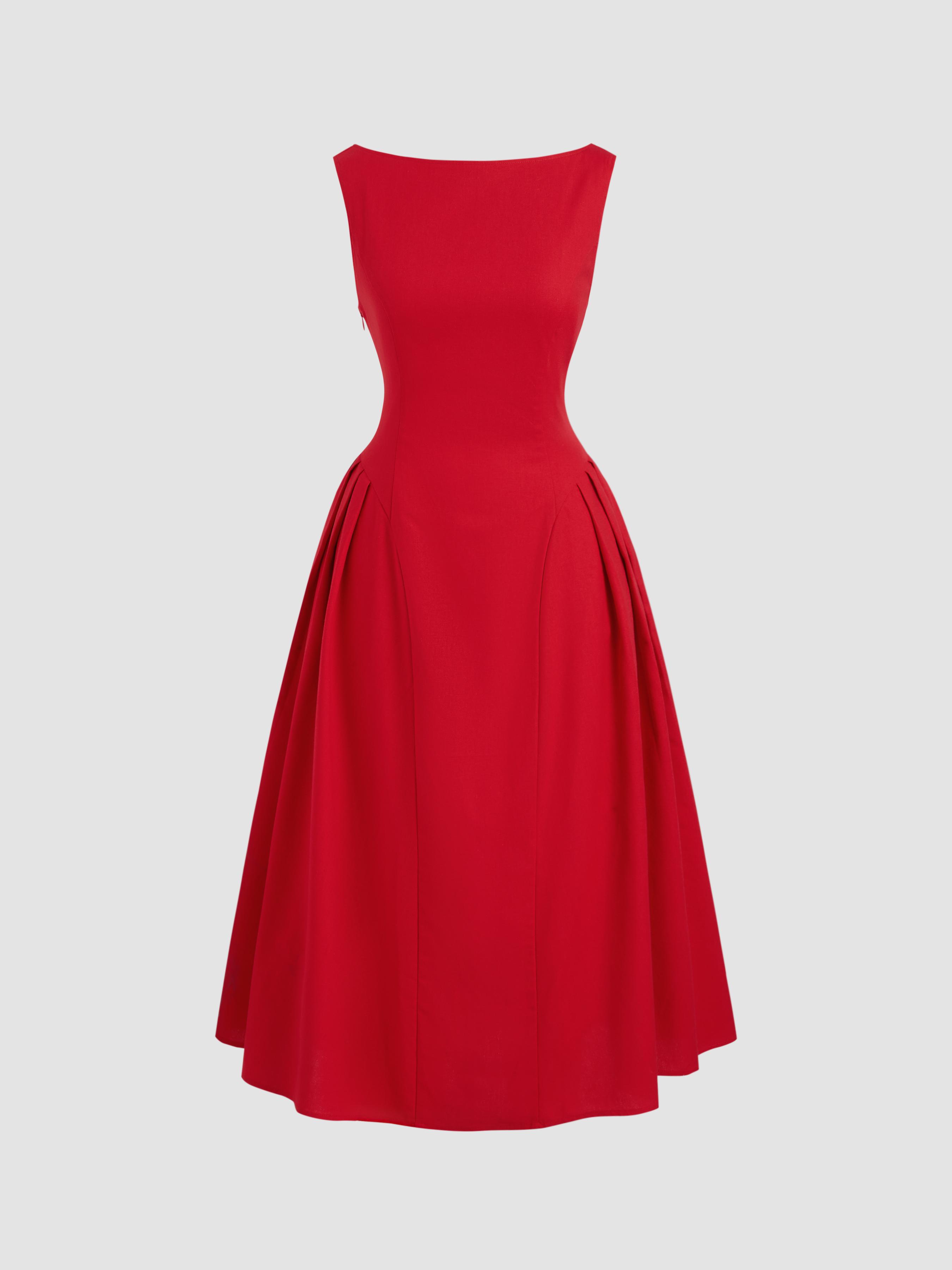 Linen-blend Boat Neck Ruffle Backless Midi Dress by CIDER
