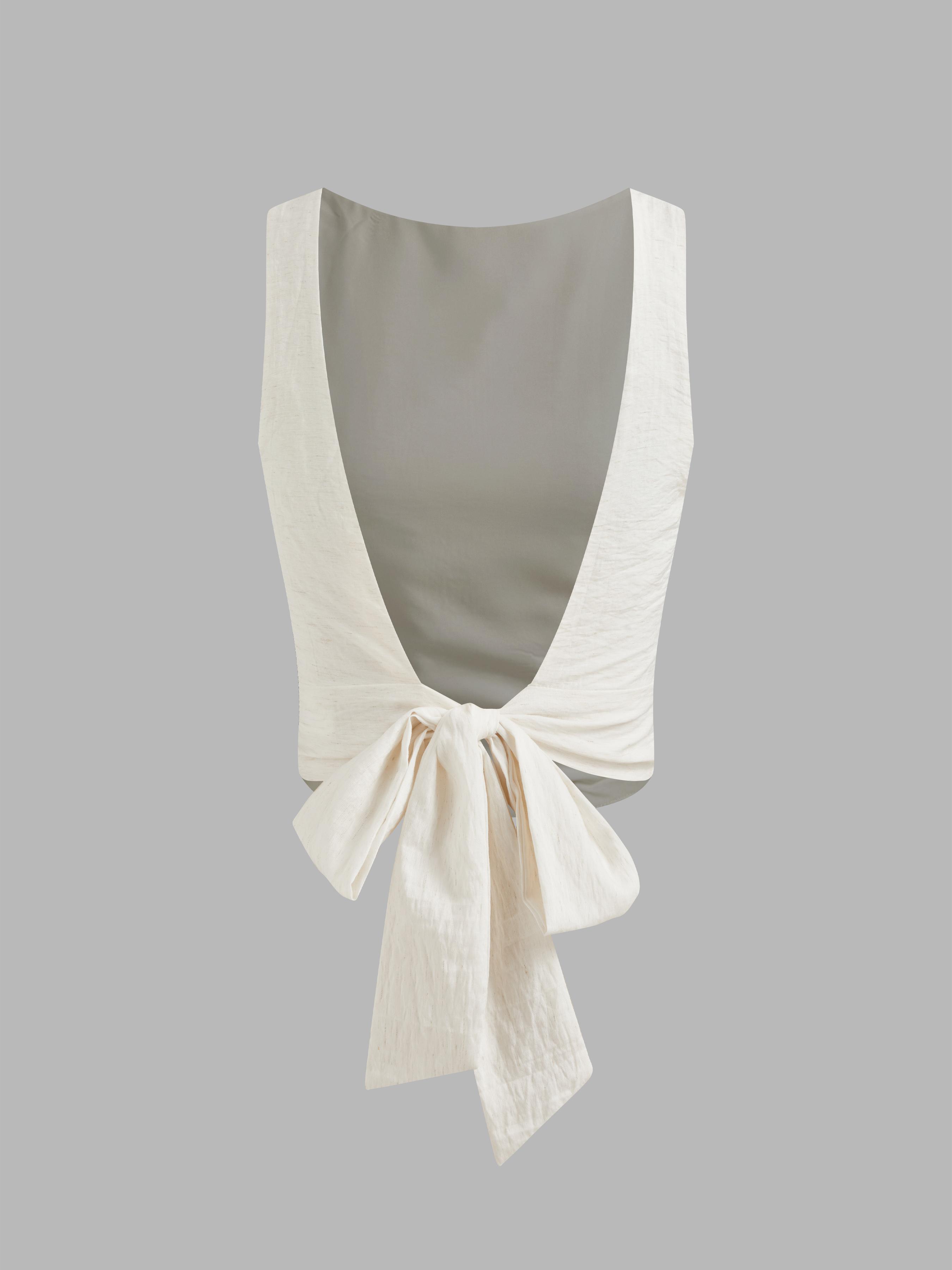 Linen-blend Boat Neck Solid Knotted Backless Tank Top by CIDER