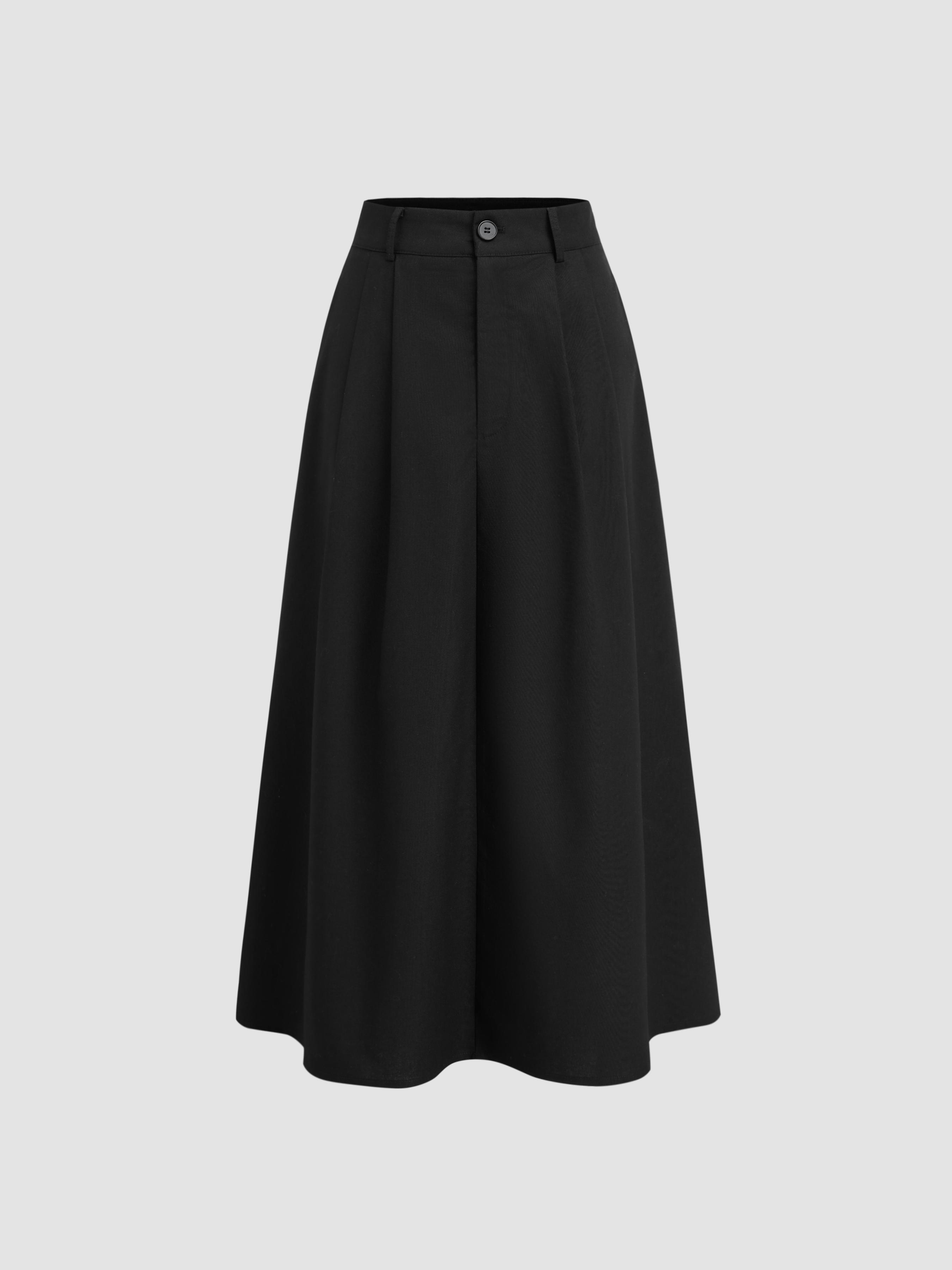 Linen-blend High Rise Solid Pocket Maxi Skirt by CIDER