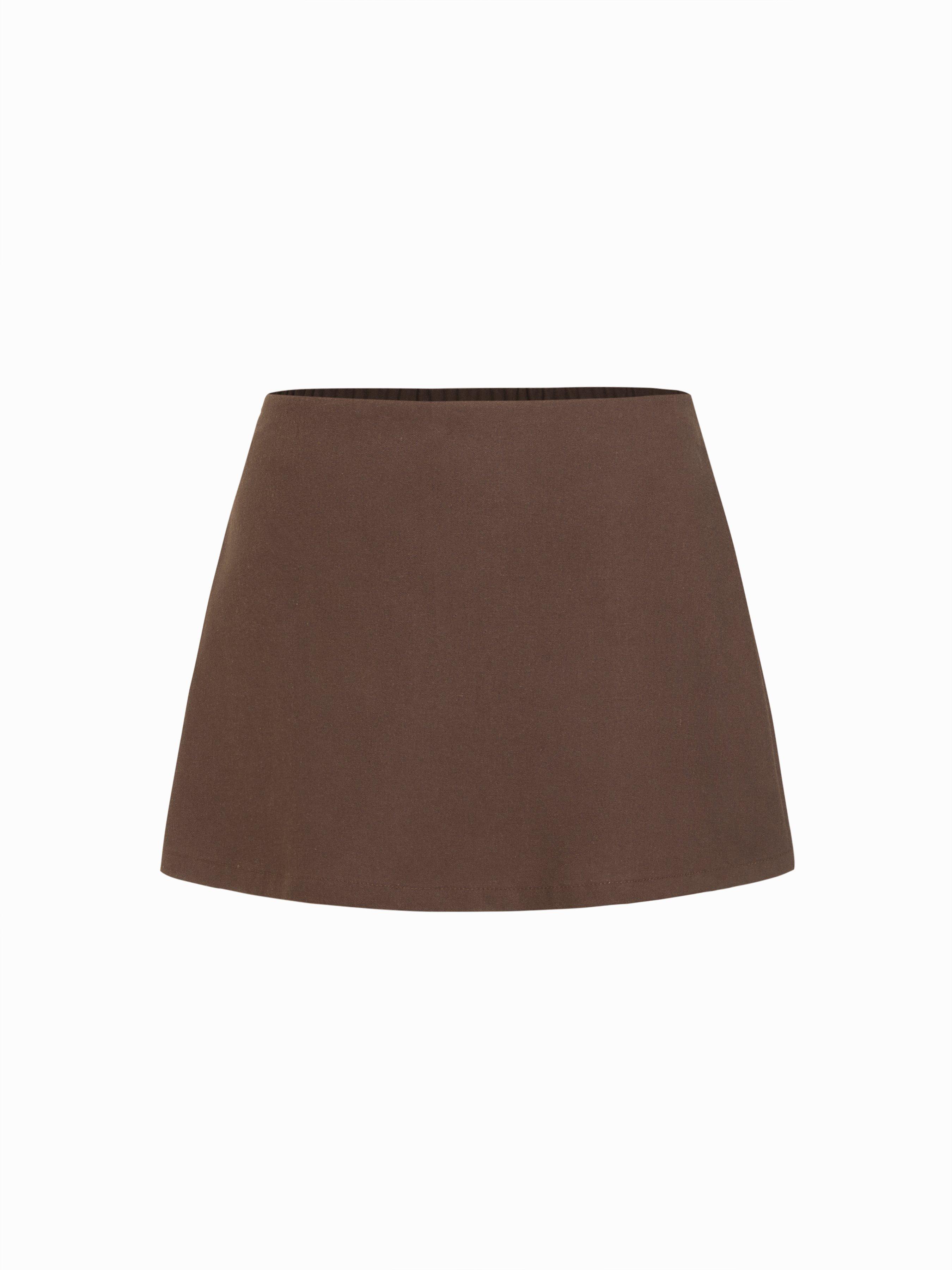 Linen-blend Low Rise A-line Mini Skirt by CIDER