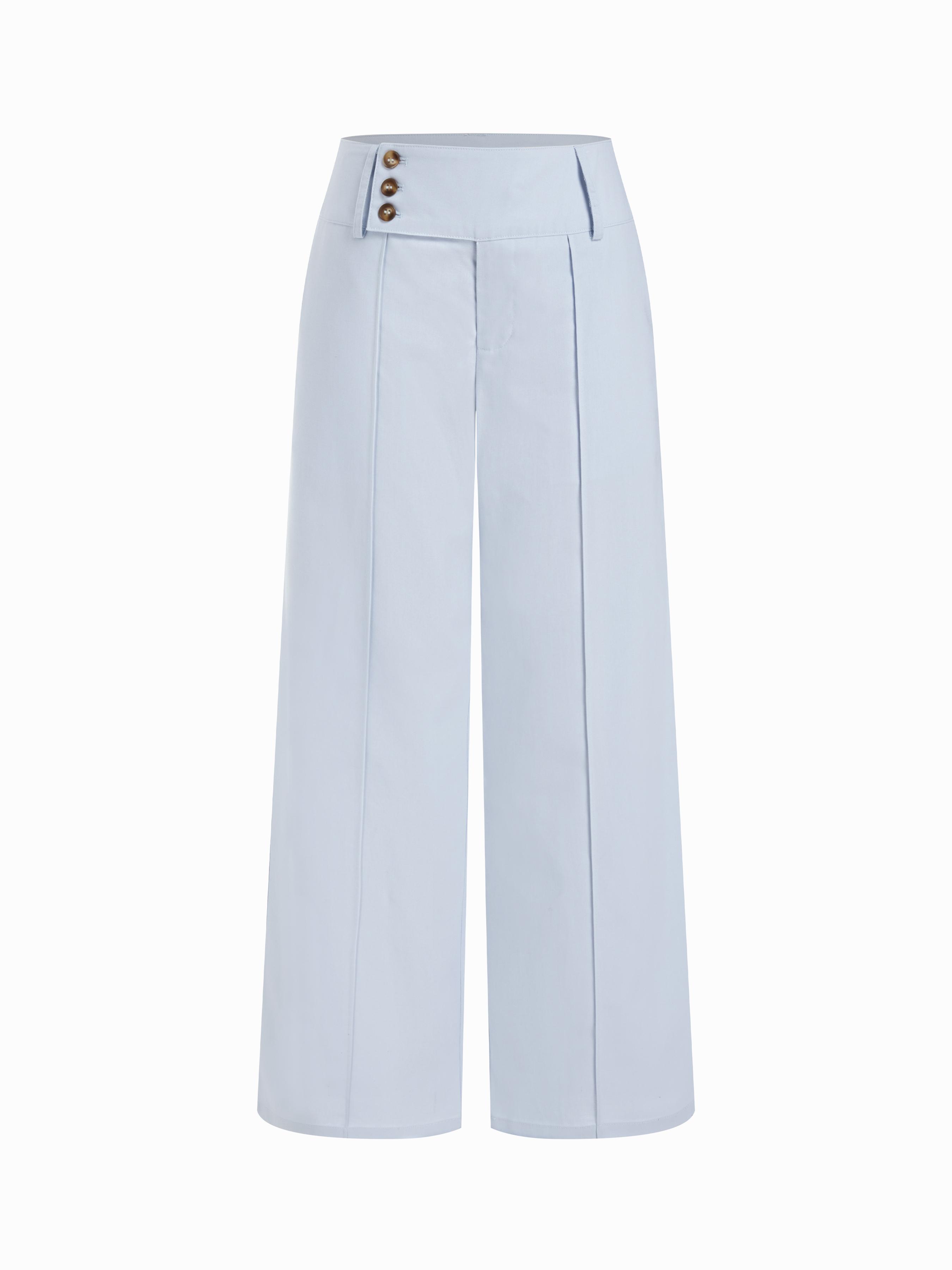 Linen-blend Low Rise Pleated Wide Leg Trousers by CIDER