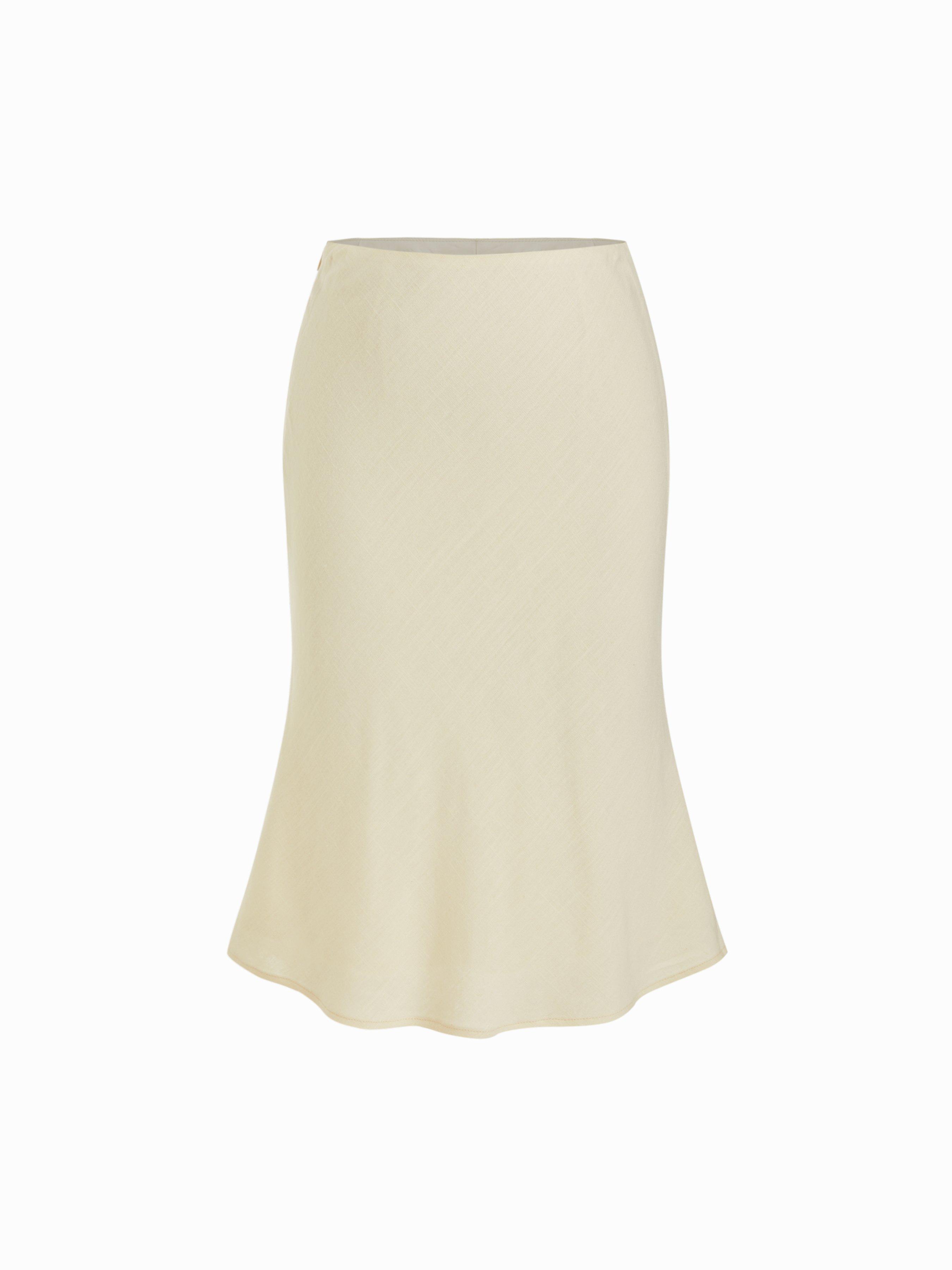 Linen-blend Mid Rise Mermaid Midi Skirt by CIDER