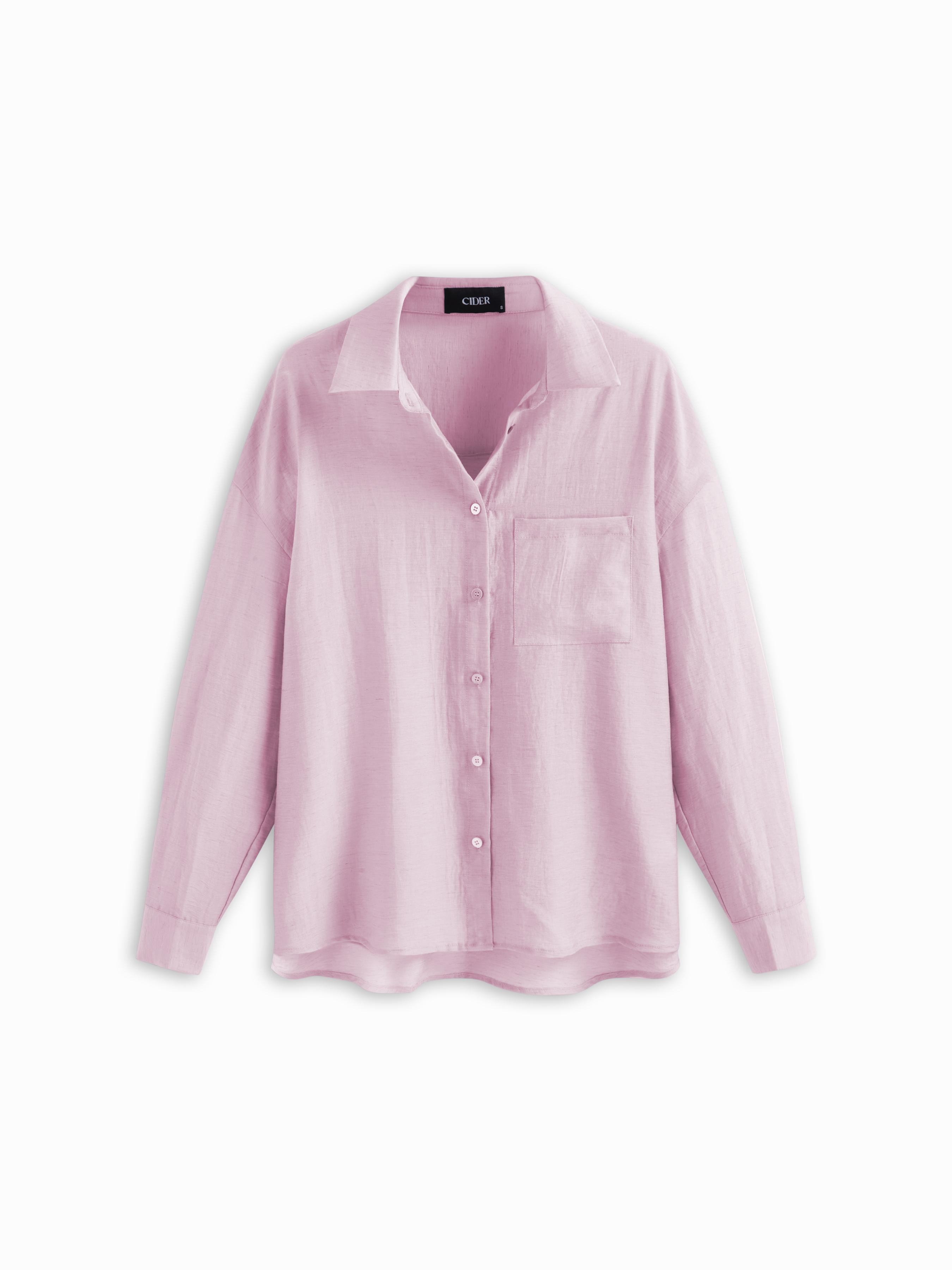 Linen-blend Polo Neck Oversized Long Sleeve Shirt by CIDER