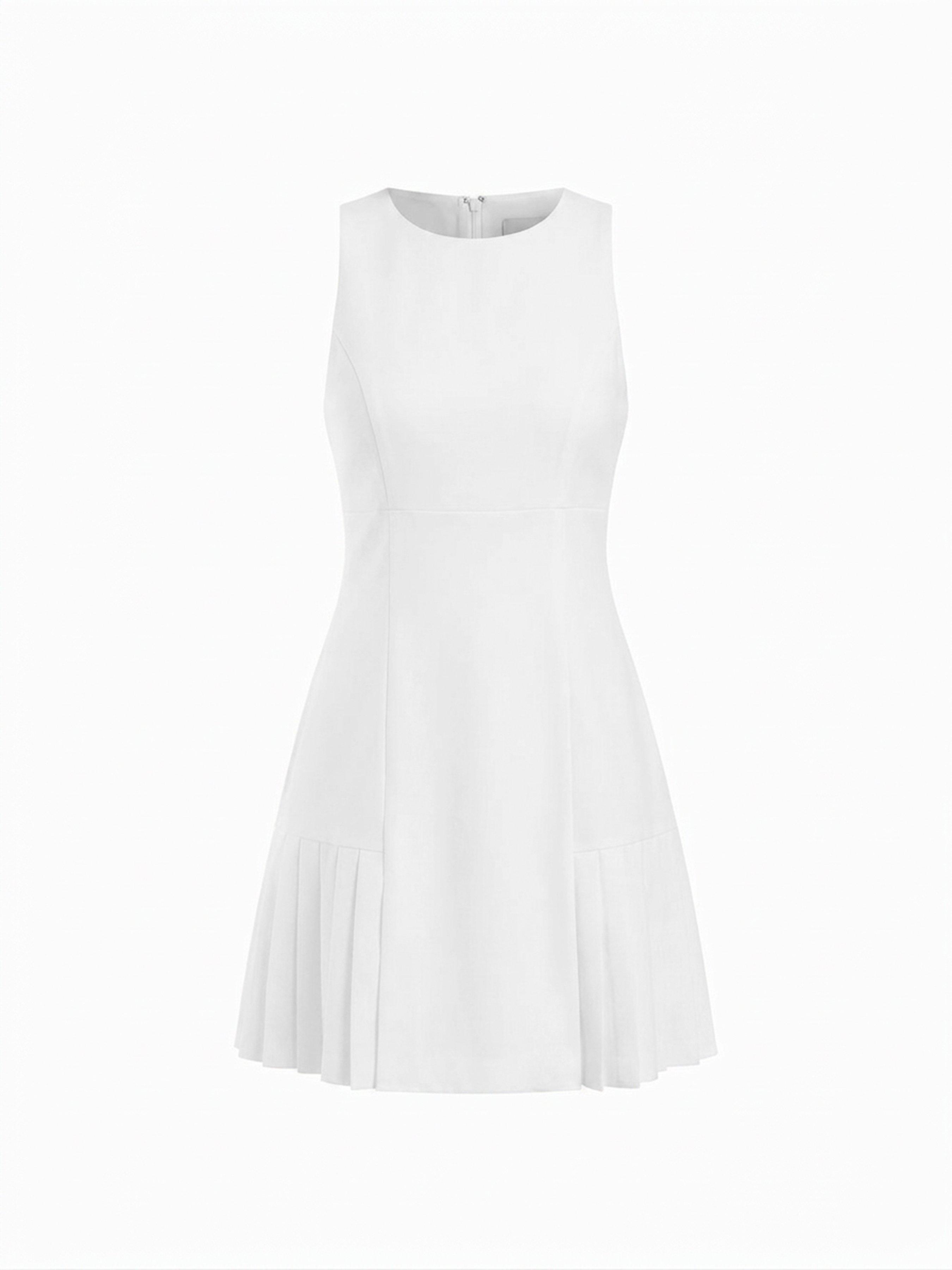 Linen-blend Ruched Pleated A-line Mini Dress by CIDER