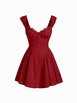 Linen-blend Sculptural Sweetheart Shirred Draped Flared Mini Dress by CIDER