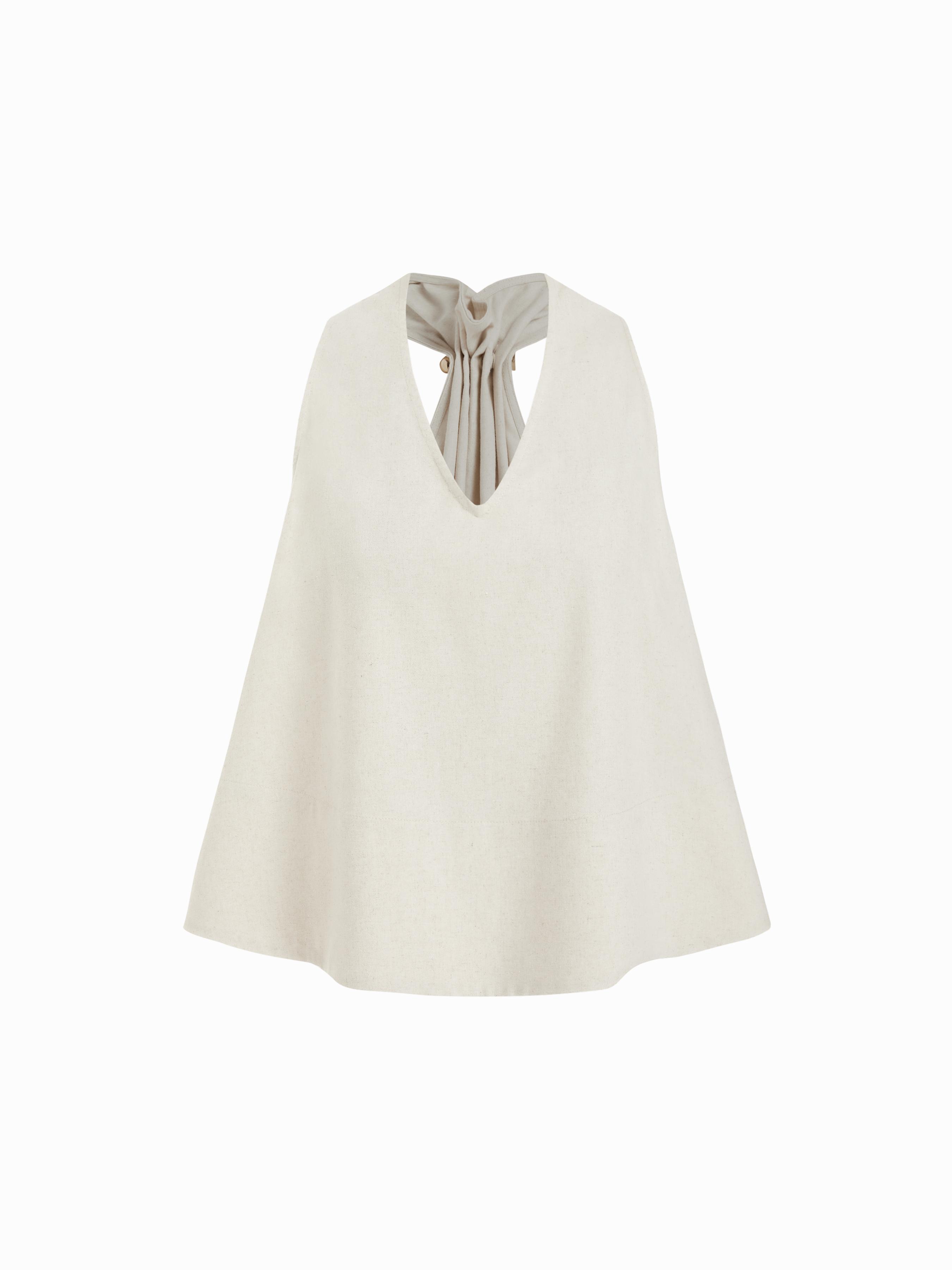 Linen-blend V-neck Oversized Cami Top With Metal Detail by CIDER