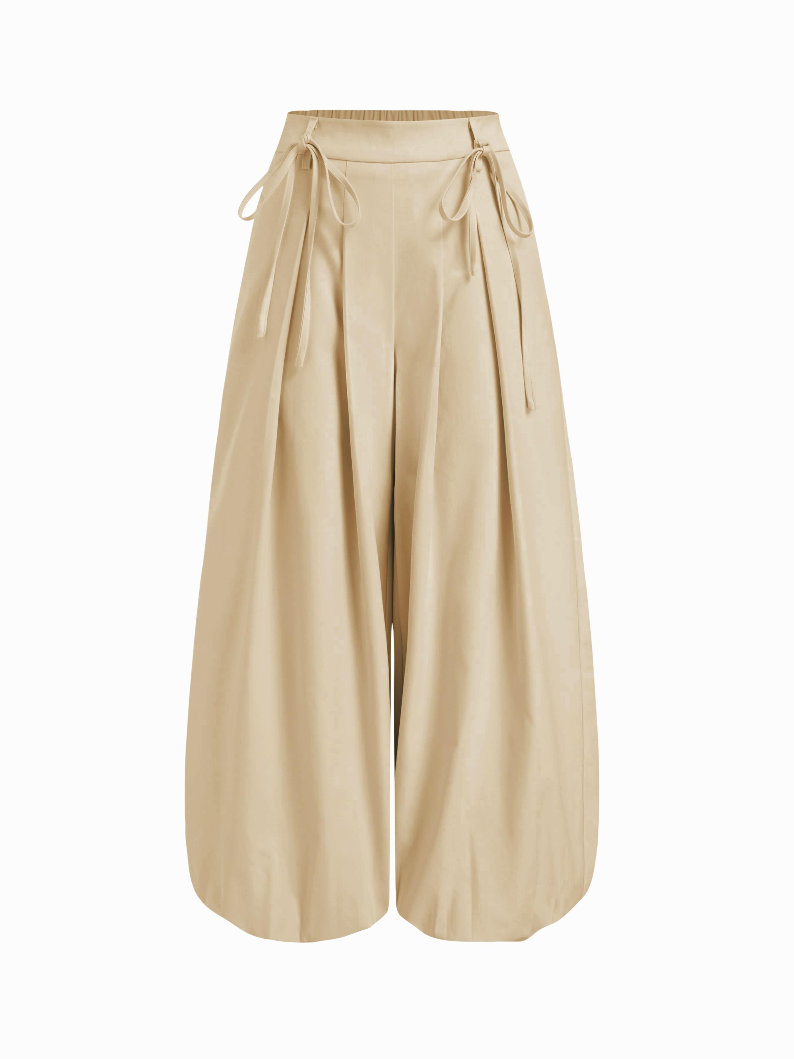 Low Rise Drawstring Barrel-leg Trousers by CIDER