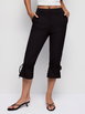 Low Rise Drawstring Split Flared Capri Trousers by CIDER