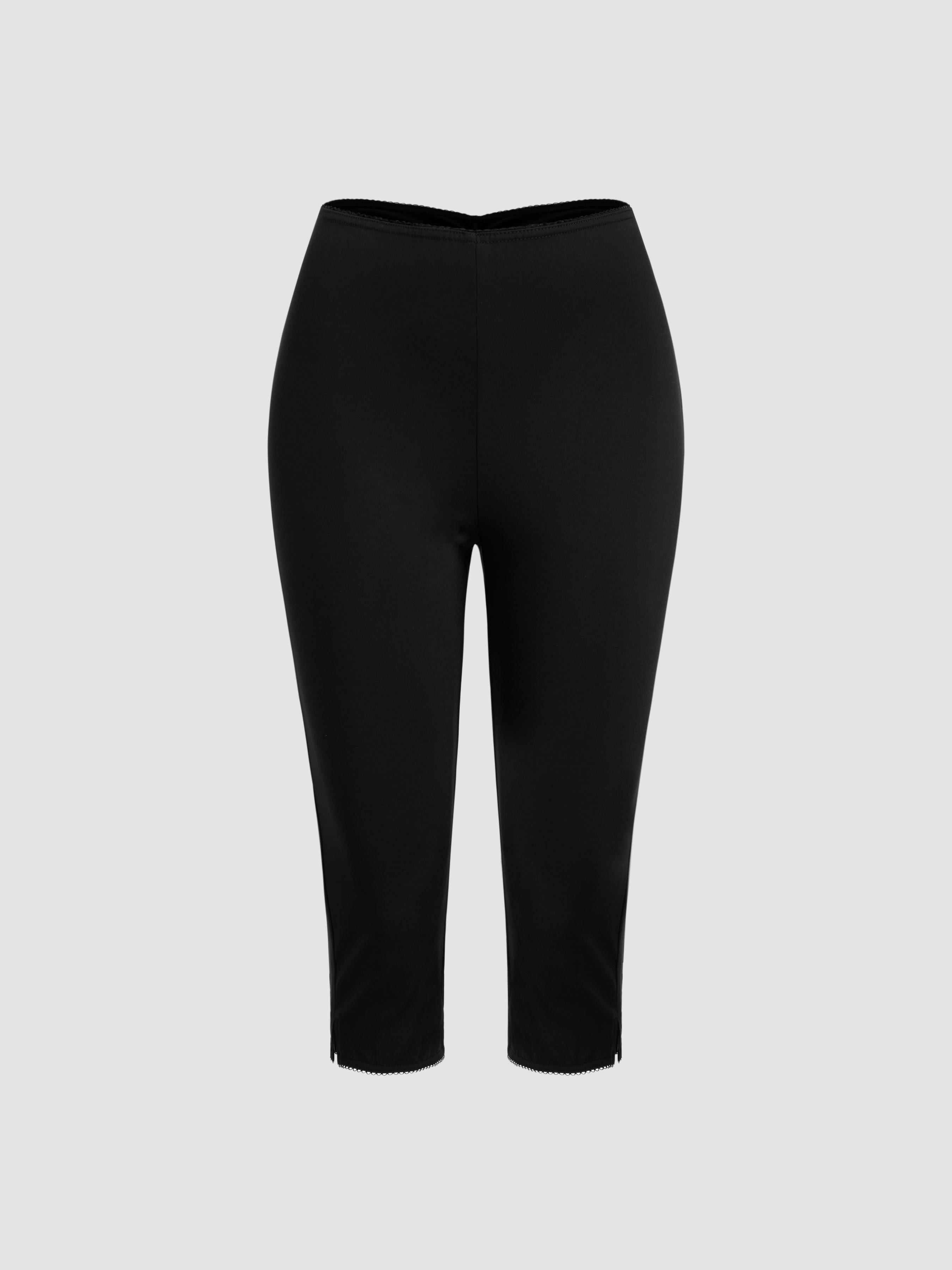 Low Rise High Stretch Split Knee Length Leggings by CIDER