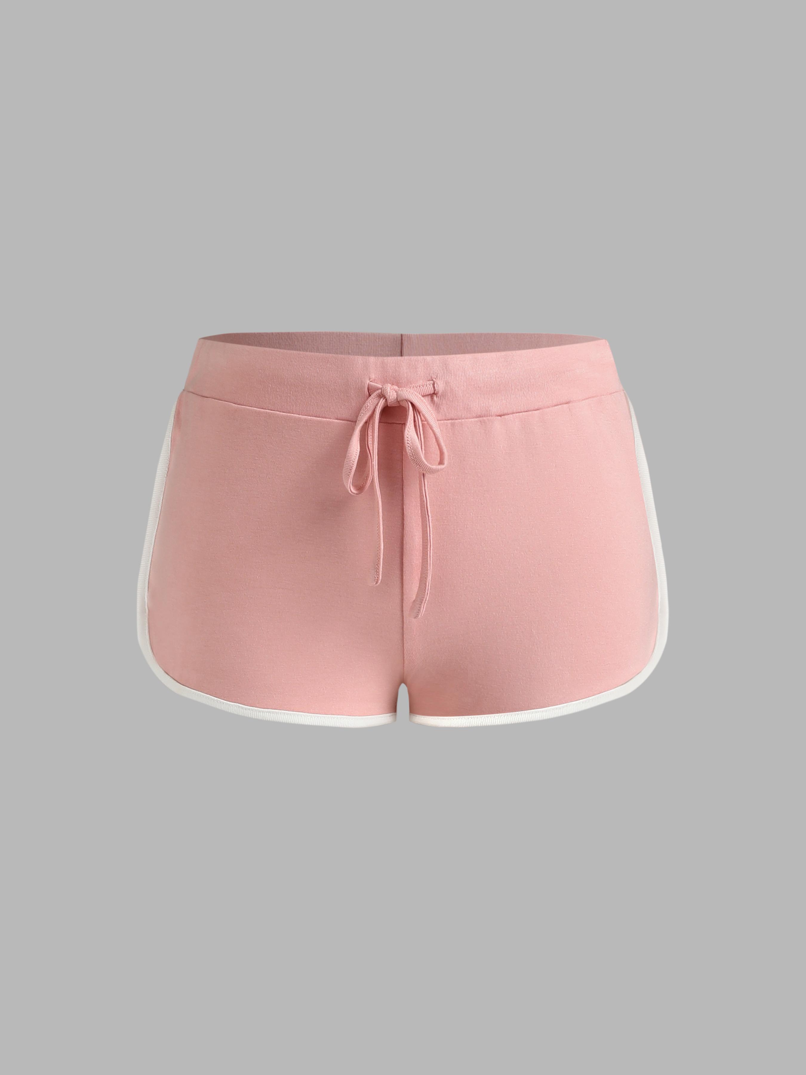 Low Rise Knotted Contrasting Binding Micro Shorts by CIDER Low Rise Knotted Contrasting Binding Micro Shorts by CIDER