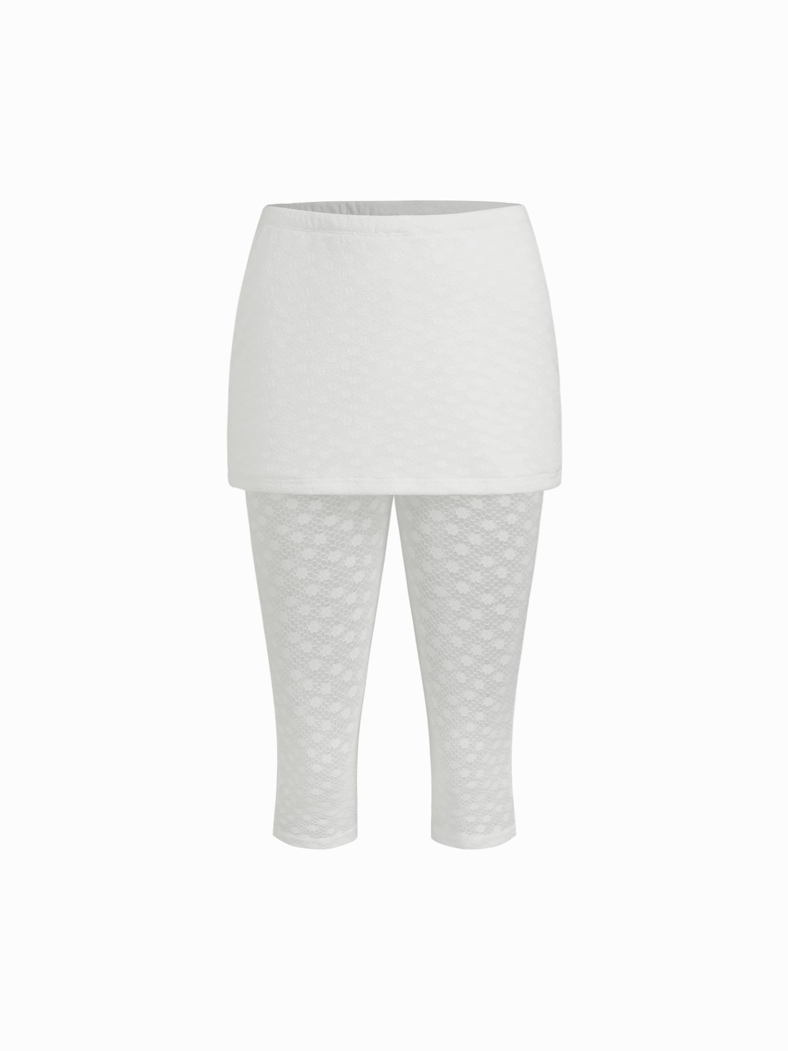 Low Rise Lace Floral Capri Pants by CIDER