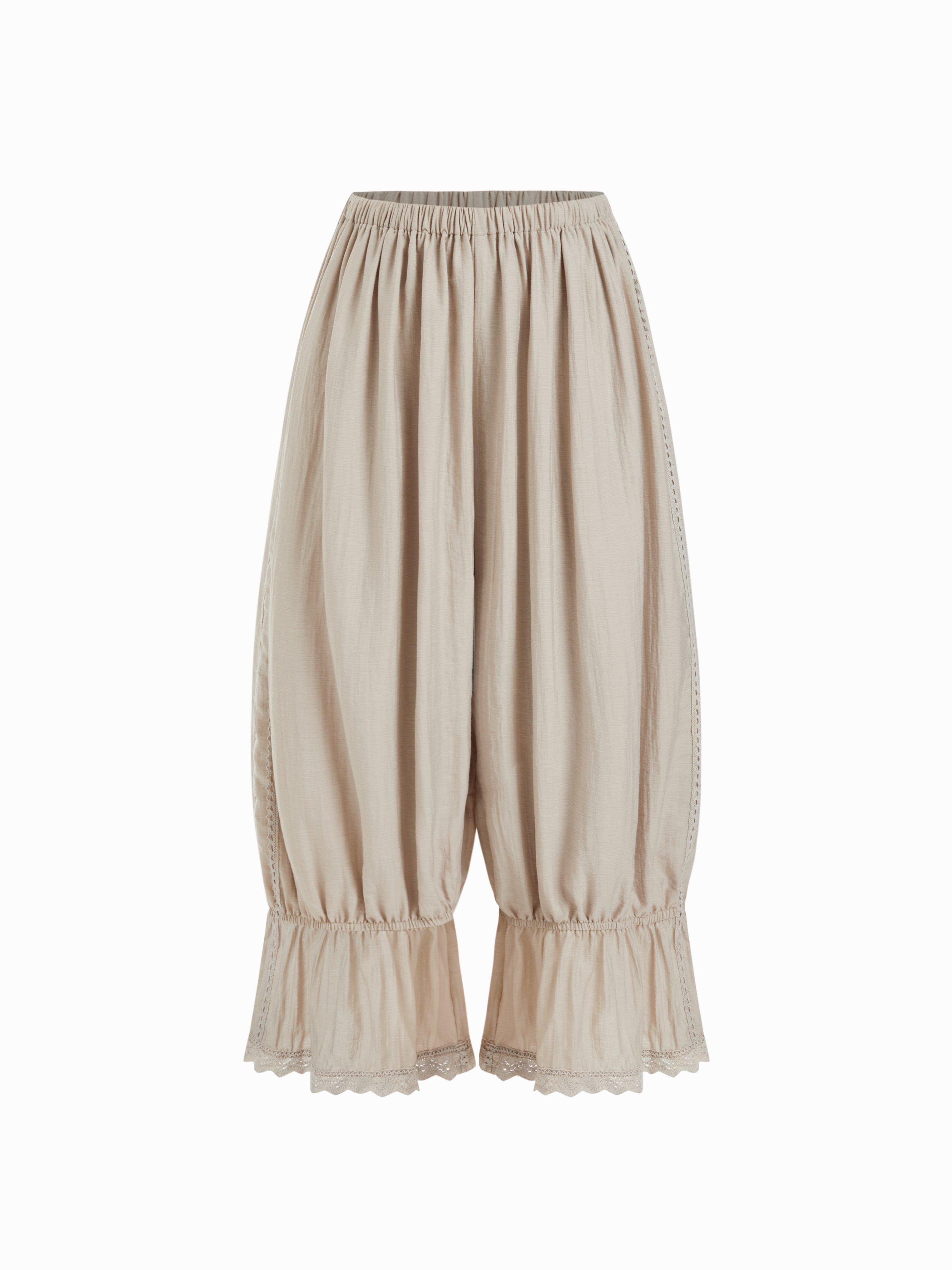 Low Rise Lace Ruffled Oversized Barrel-leg Trousers by CIDER