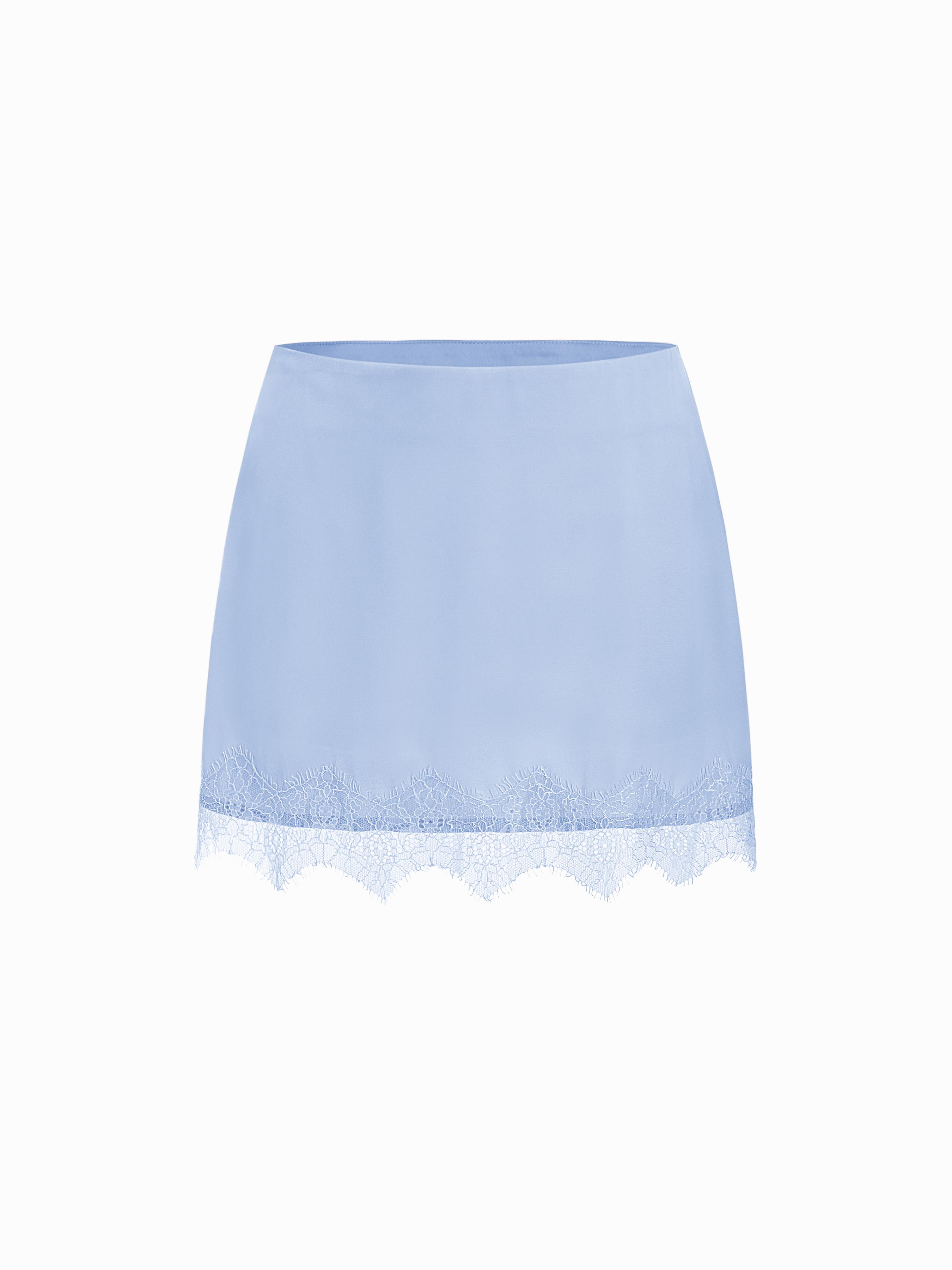 Low Rise Lace Trim A-line Mini Skirt by CIDER