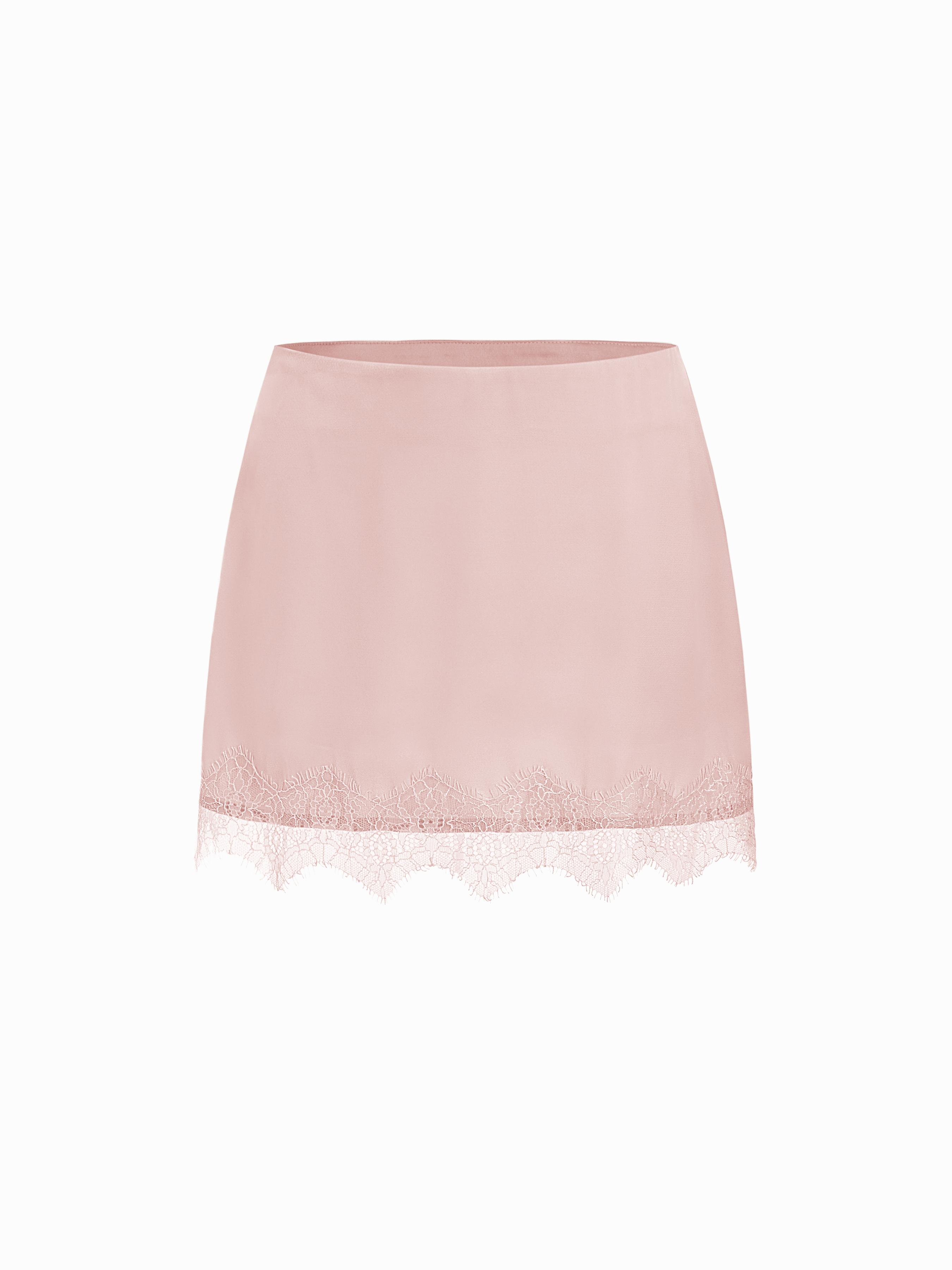 Low Rise Lace Trim A-line Mini Skirt by CIDER