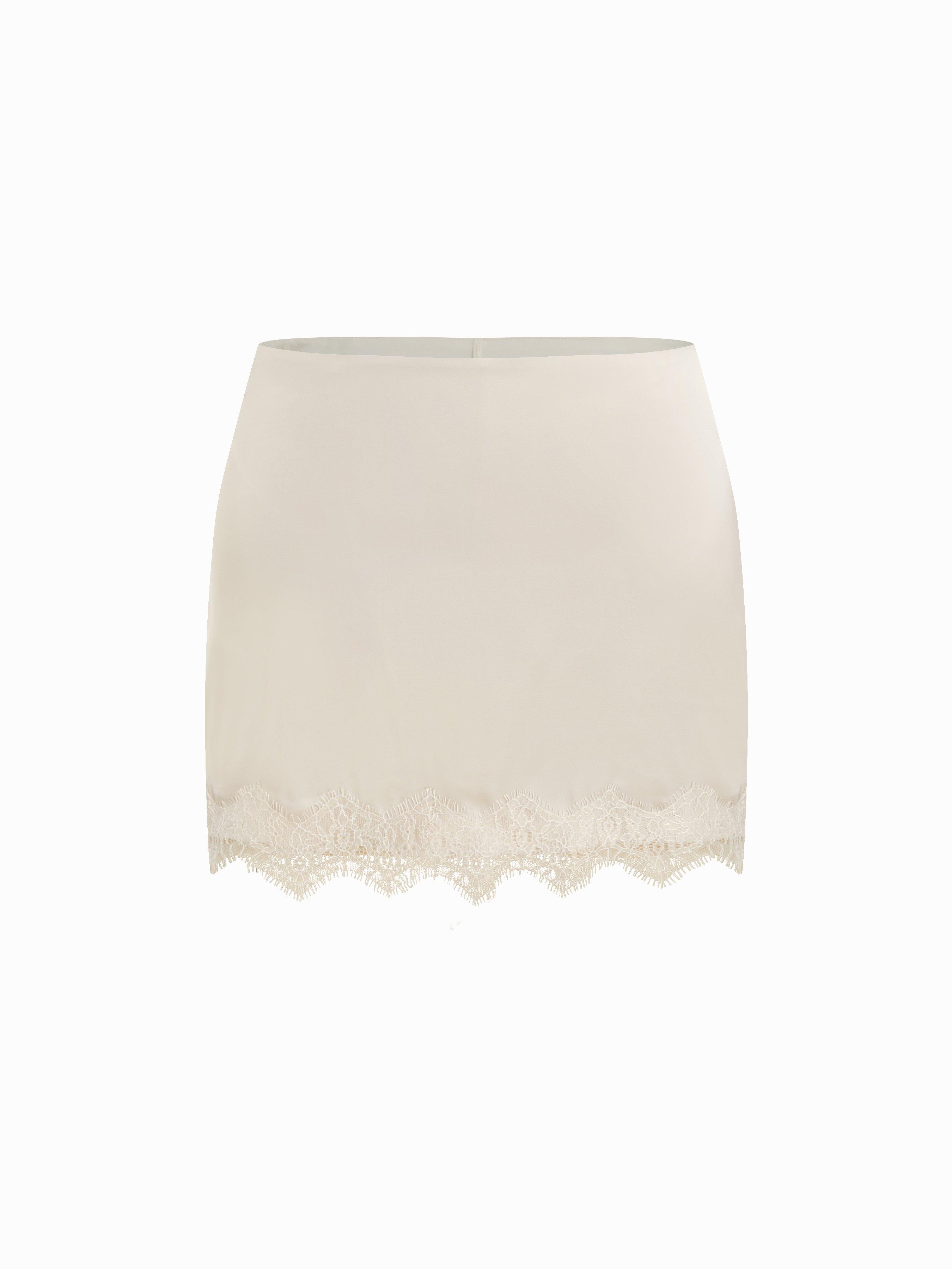 Low Rise Lace Trim Bodycon Mini Skirt Curve & Plus by CIDER