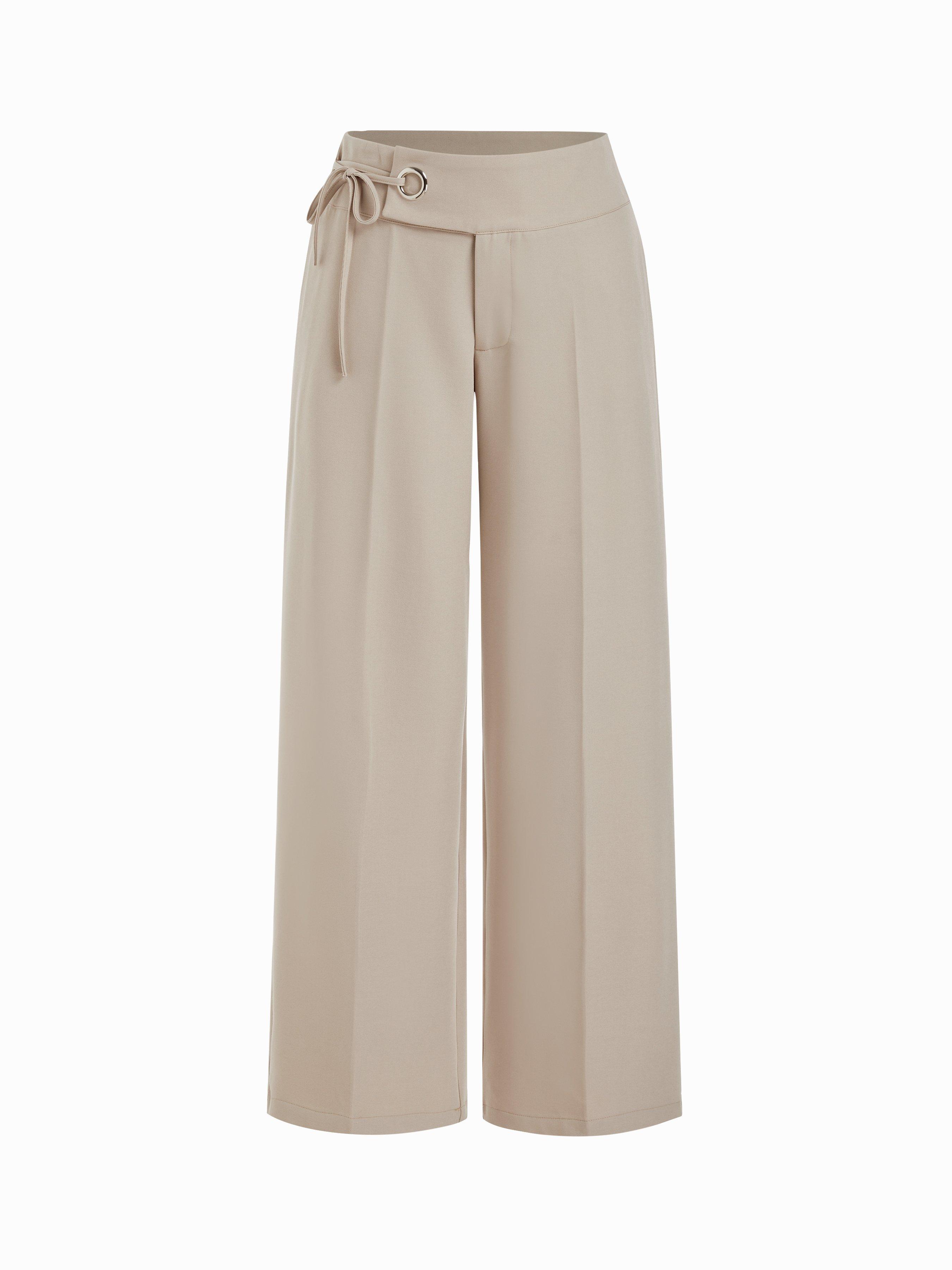 Low Rise Side Tie Metal Detail Straight Leg Trousers by CIDER