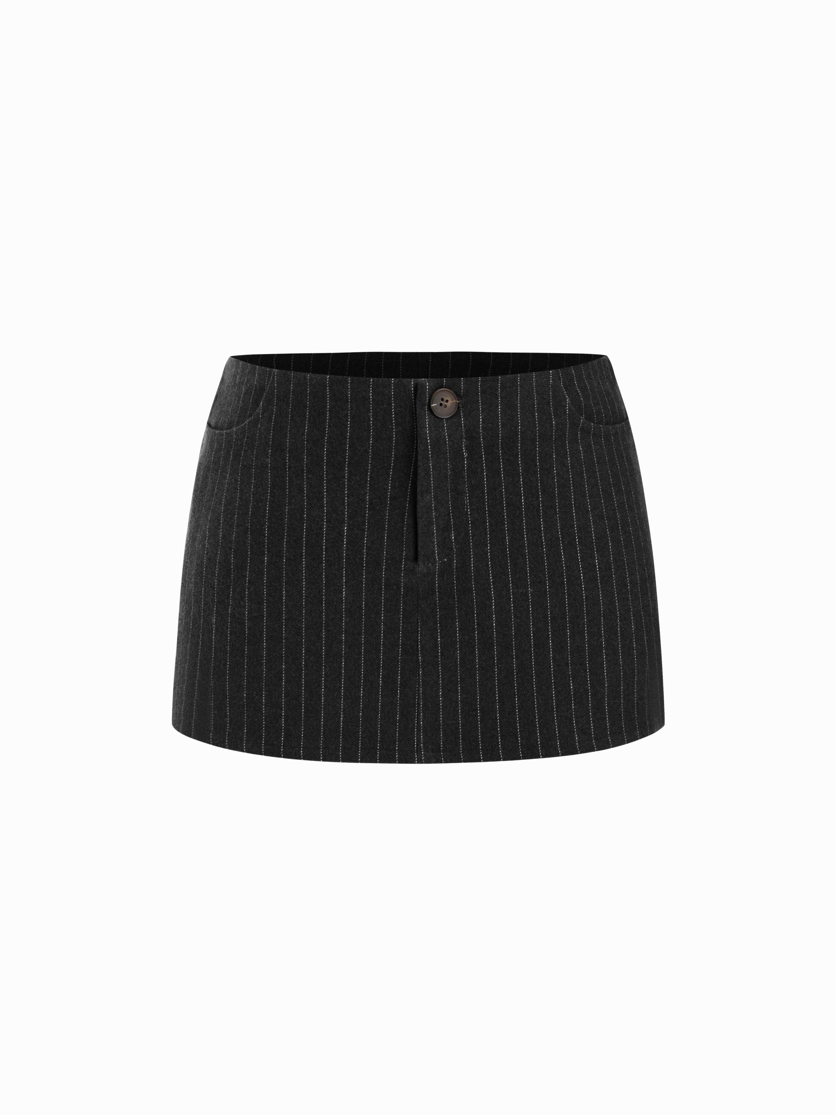 Low Rise Striped Button Mini Skort by CIDER