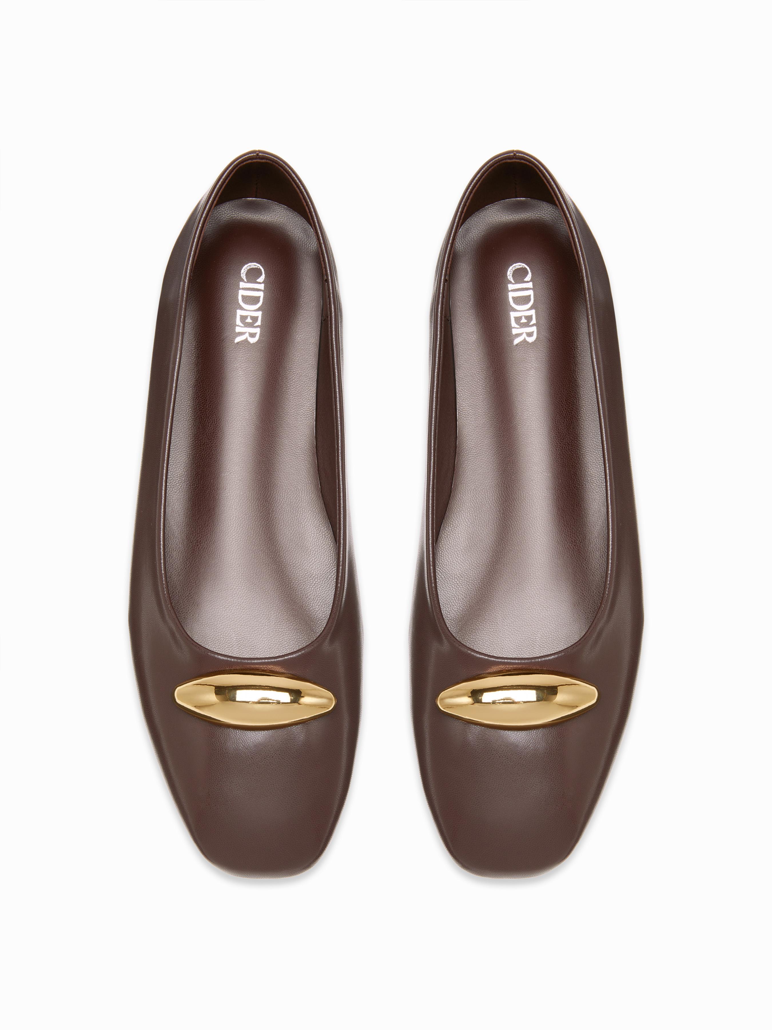 METAL DECOR SQUARE TOE FLATS by CIDER