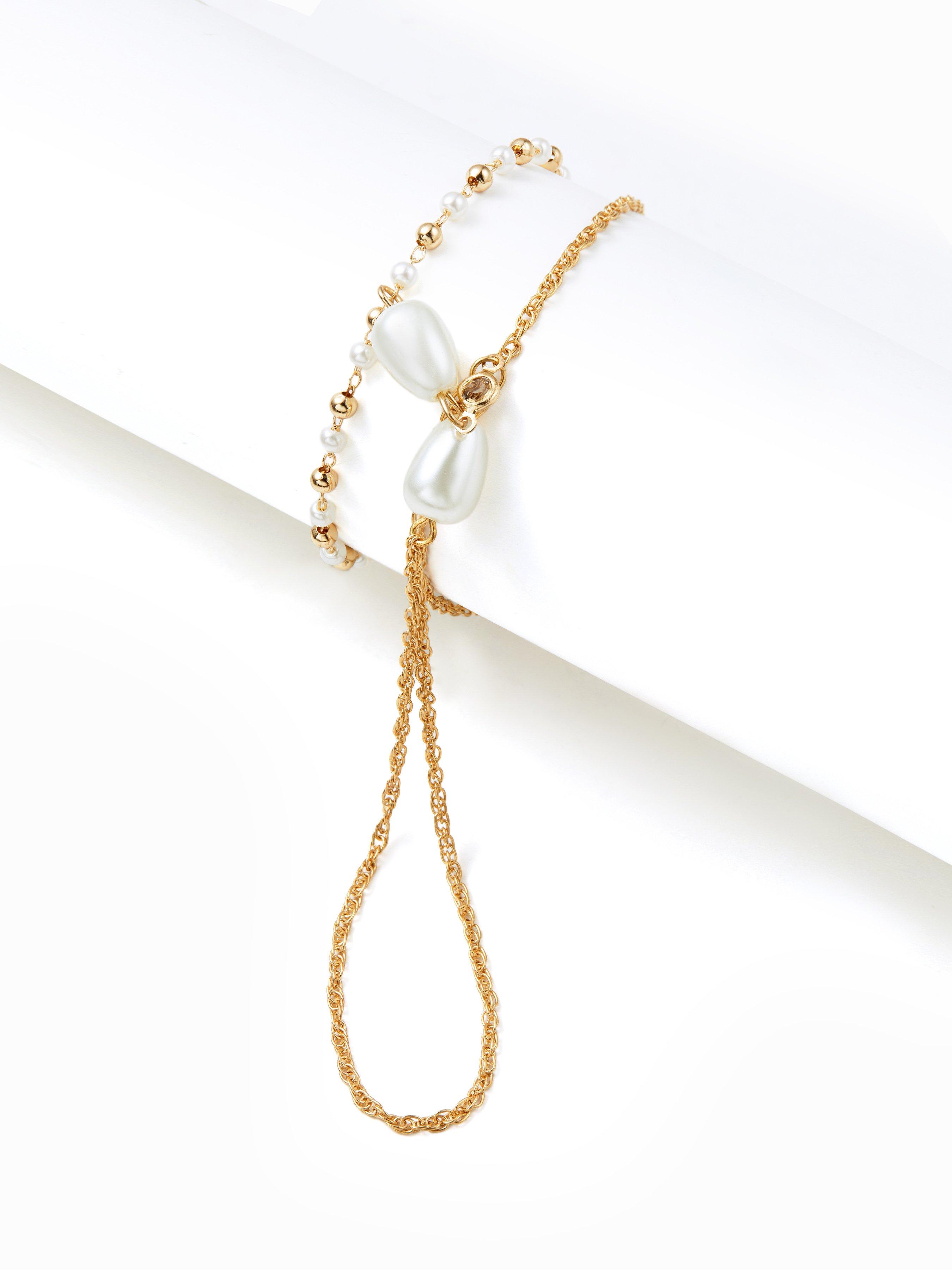 MULTI-LAYER PEARL HAND CHAIN BRACELET by CIDER