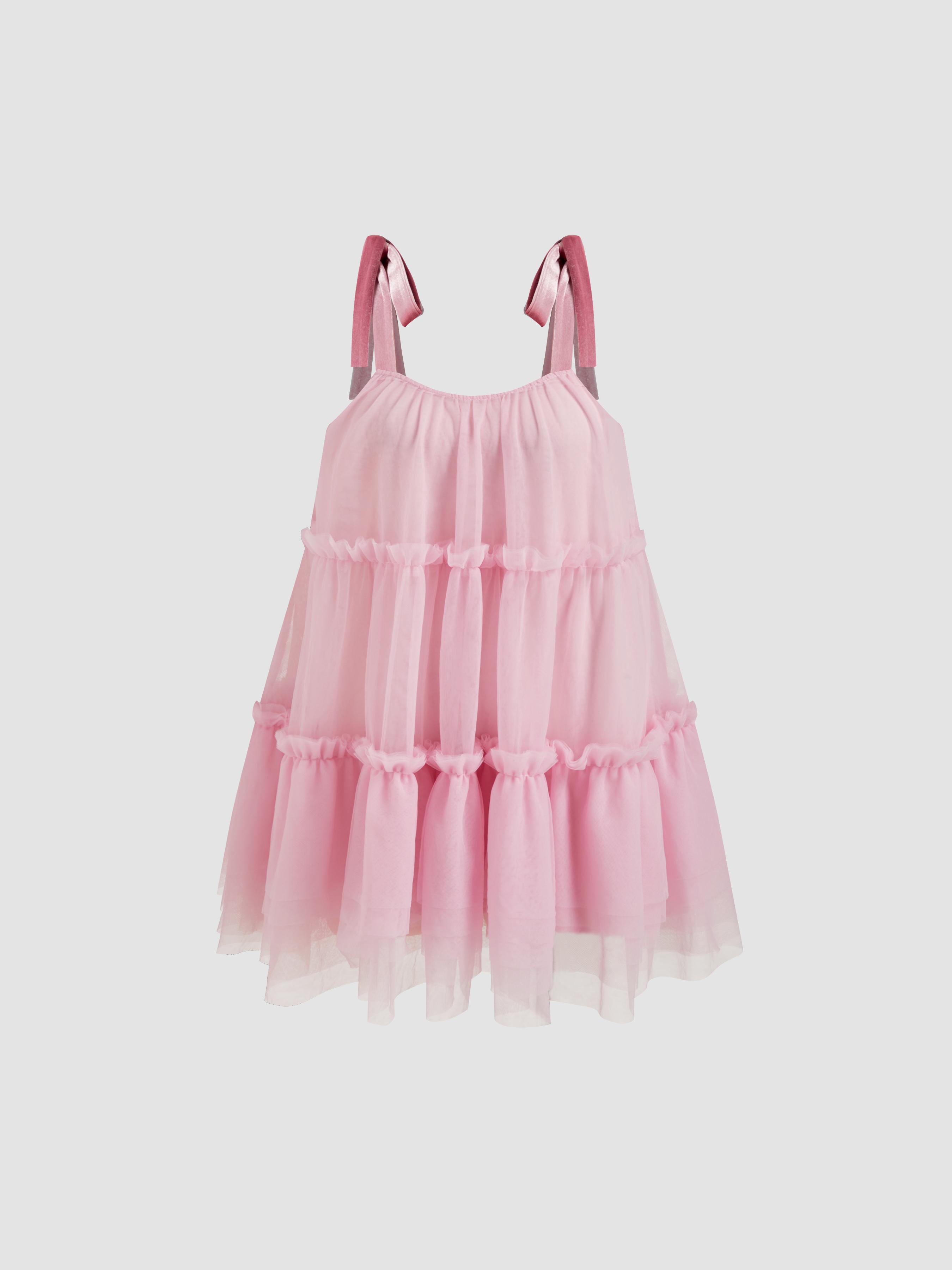 Mesh Knotted Tiered Mini Dress by CIDER