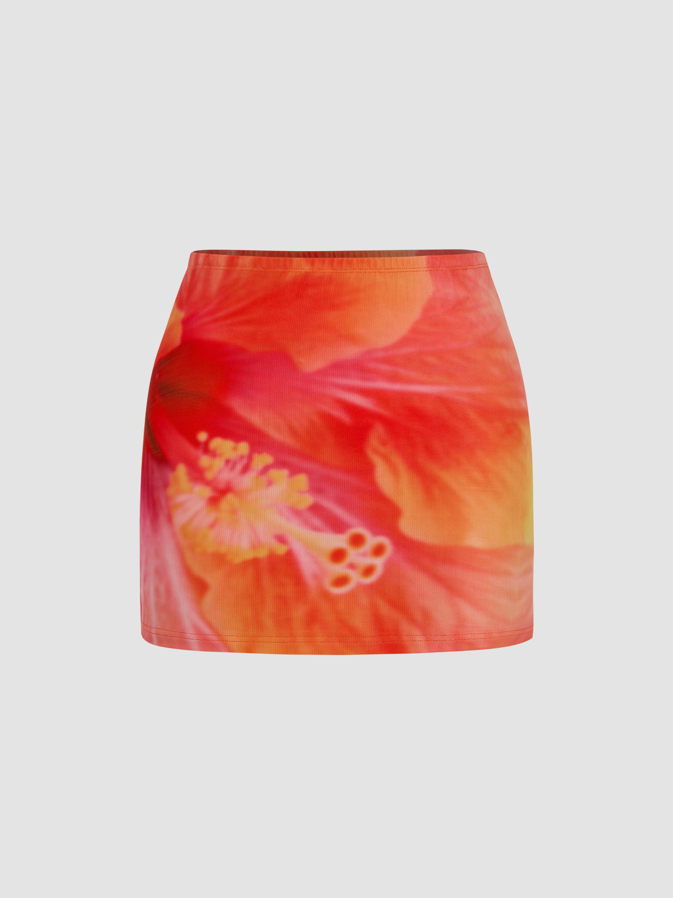 Mesh Low Rise Floral Mini Skirt by CIDER