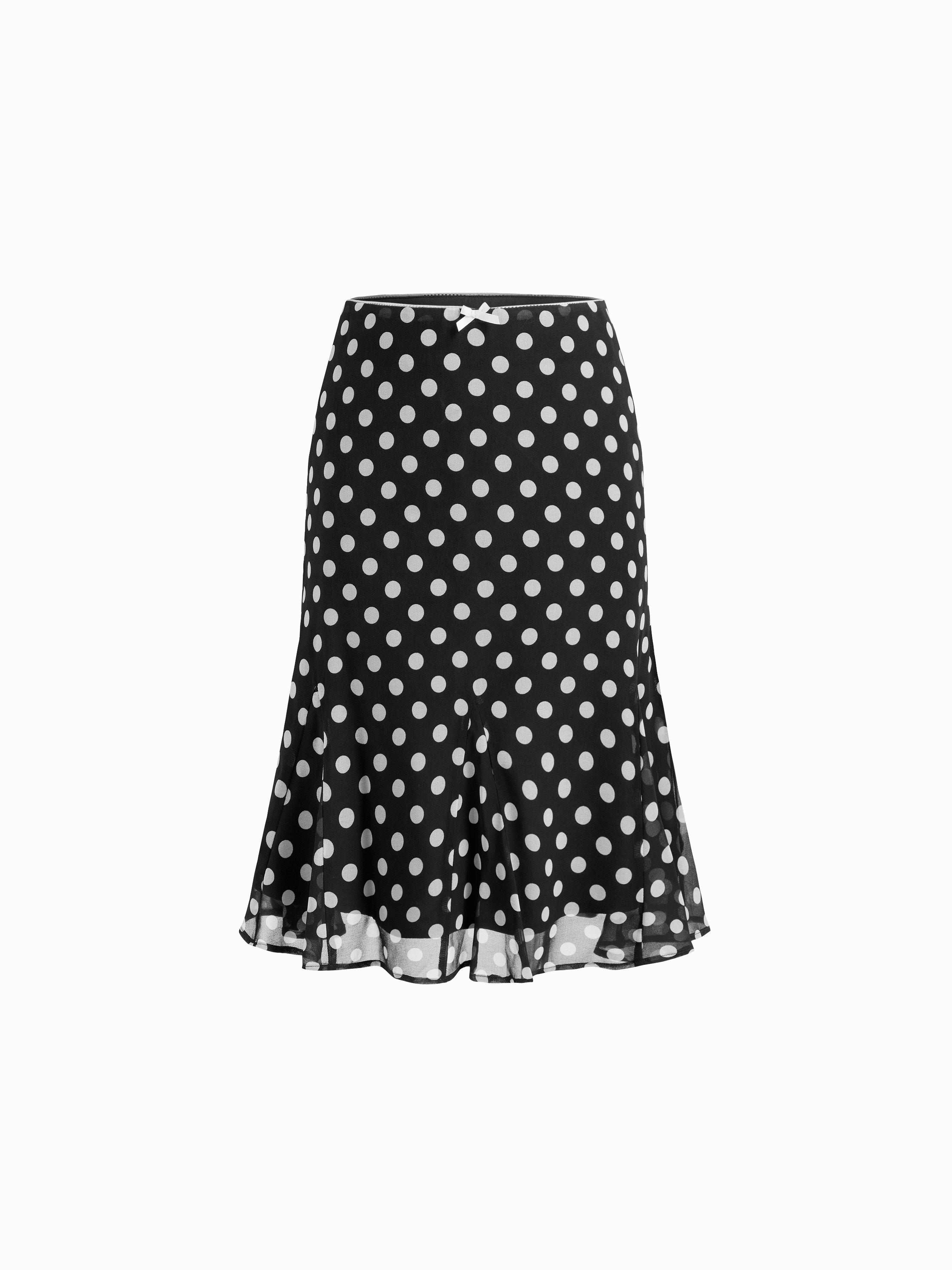 Mesh Low Rise Polka Dot Bowknot Mermaid Skirt by CIDER