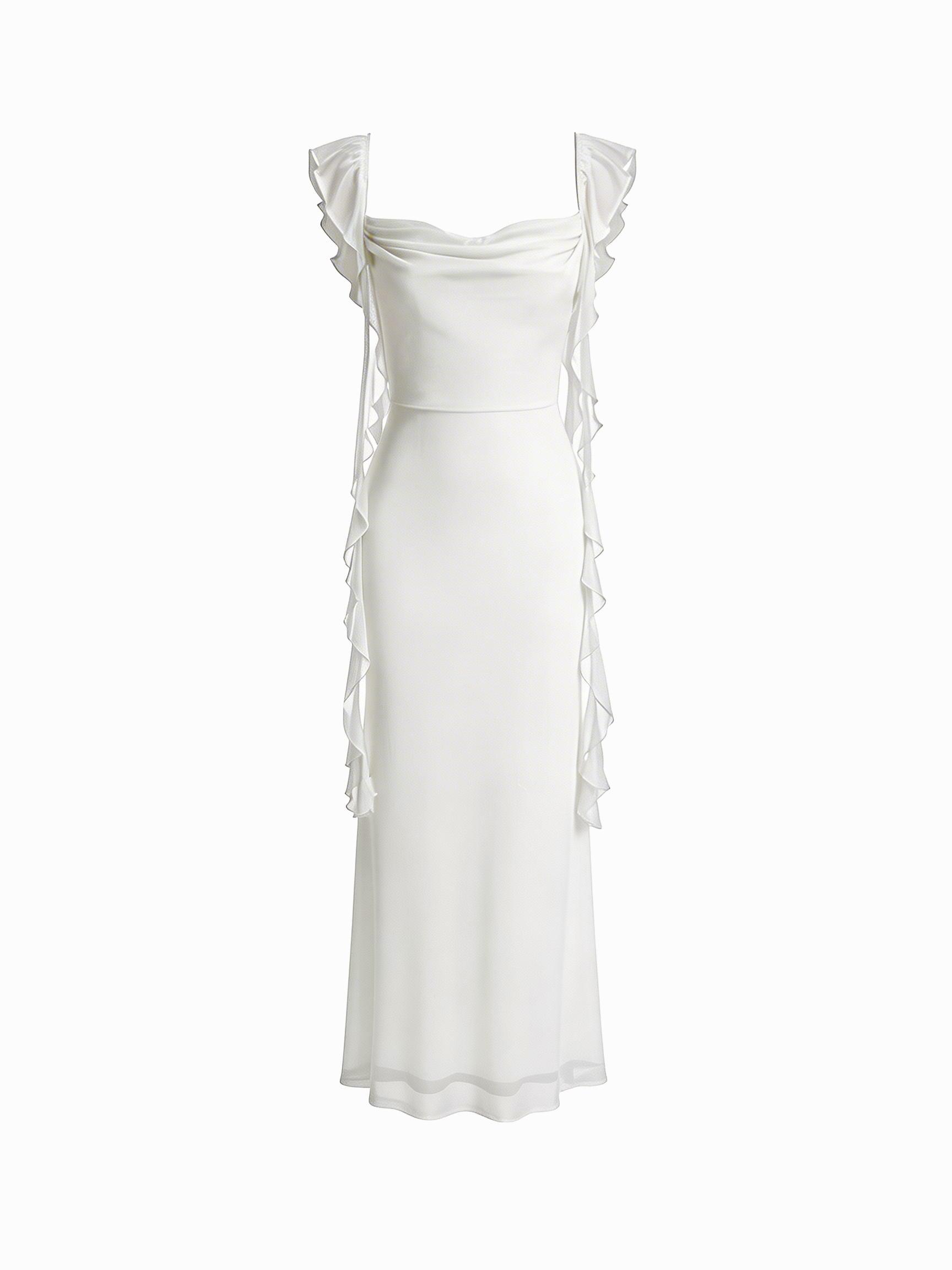 Mesh Ruffle Hem Maxi Dress by CIDER