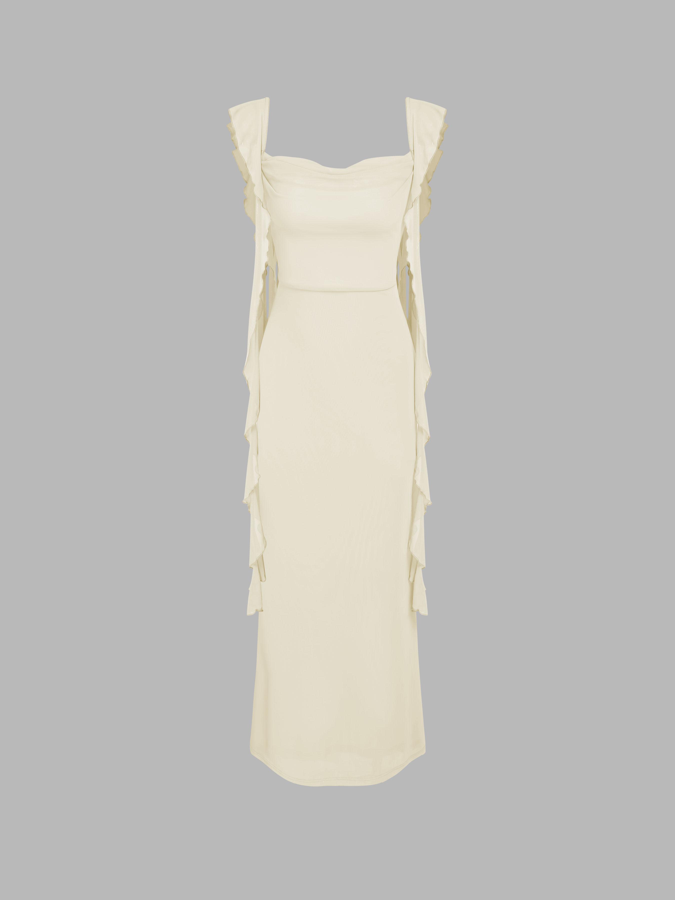 Mesh Ruffle Hem Maxi Dress by CIDER