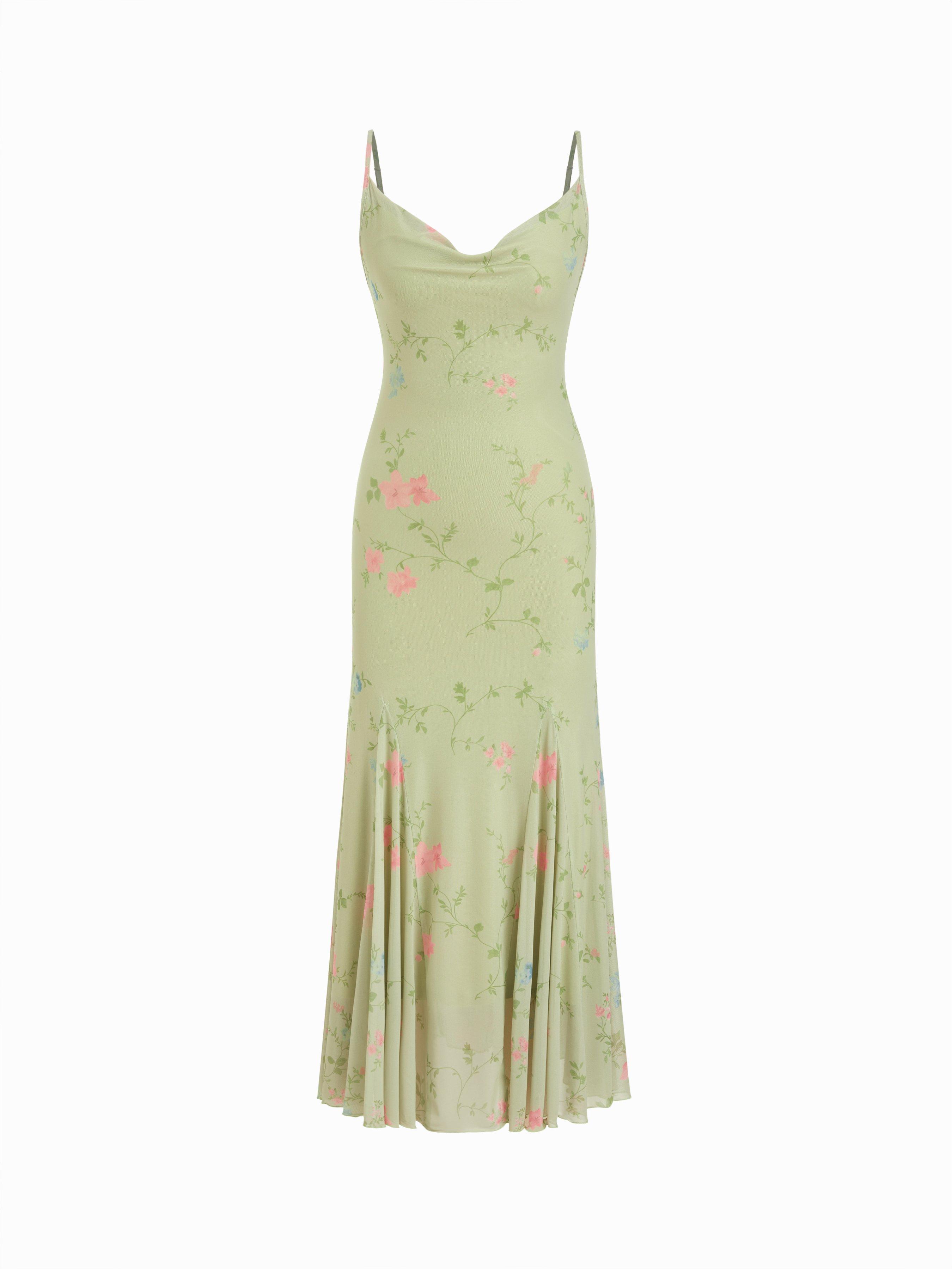 Mesh Sweetheart Floral A-line Maxi Dress by CIDER