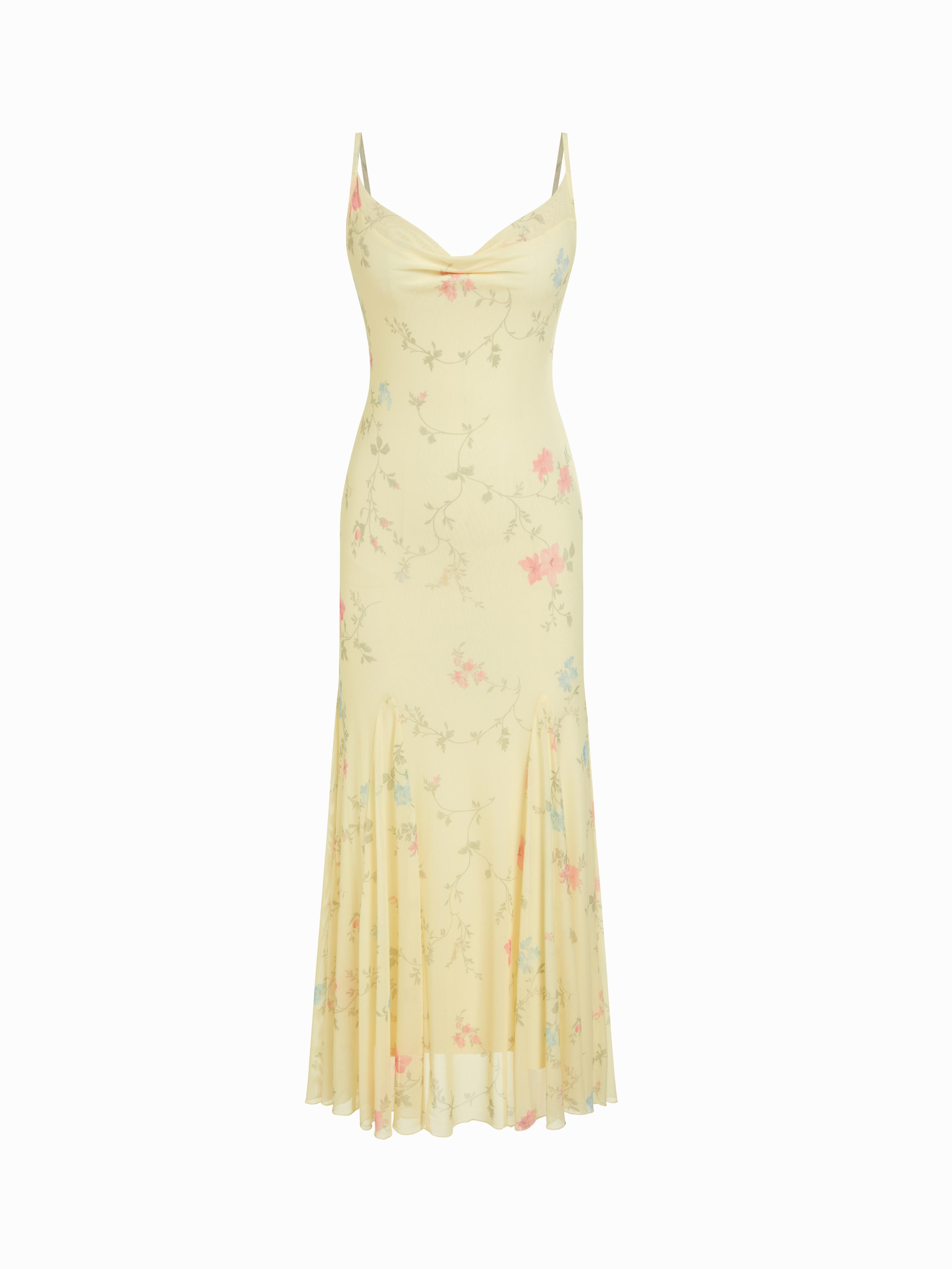 Mesh Sweetheart Floral A-line Maxi Dress by CIDER