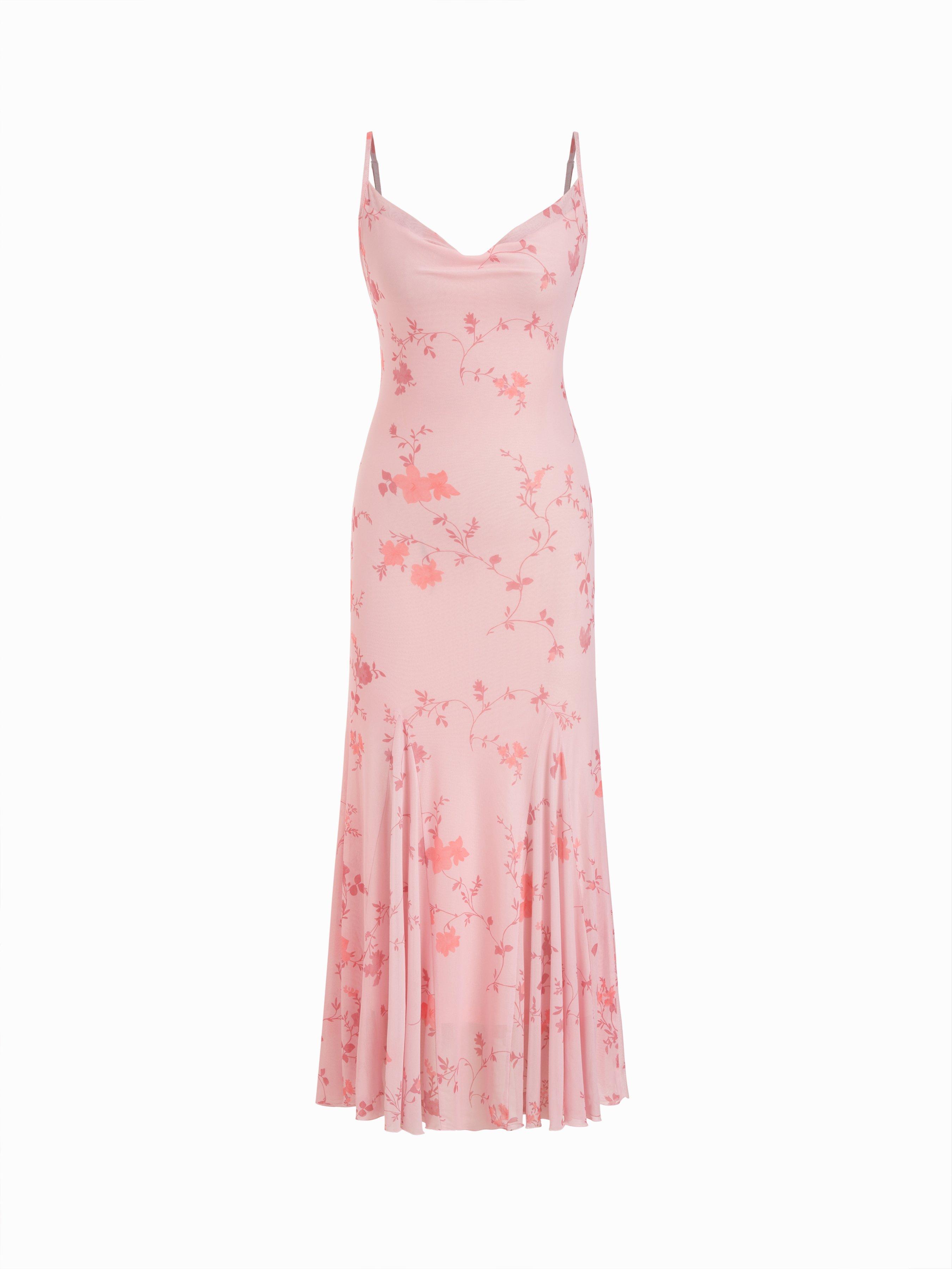 Mesh Sweetheart Floral A-line Maxi Dress by CIDER