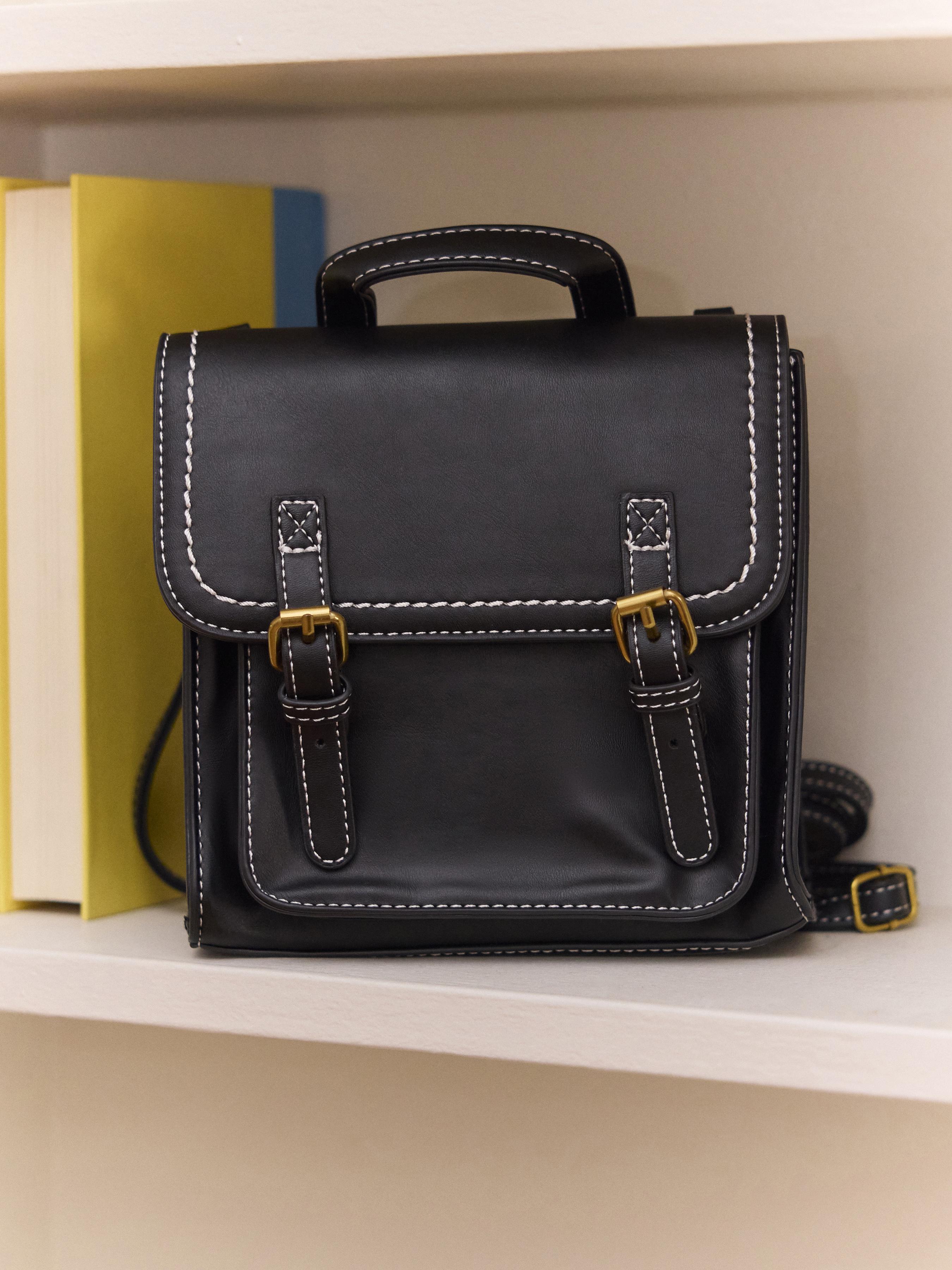 Messenger Solid Faux Leather Top Handle Bag by CIDER Messenger Solid Faux Leather Top Handle Bag by CIDER