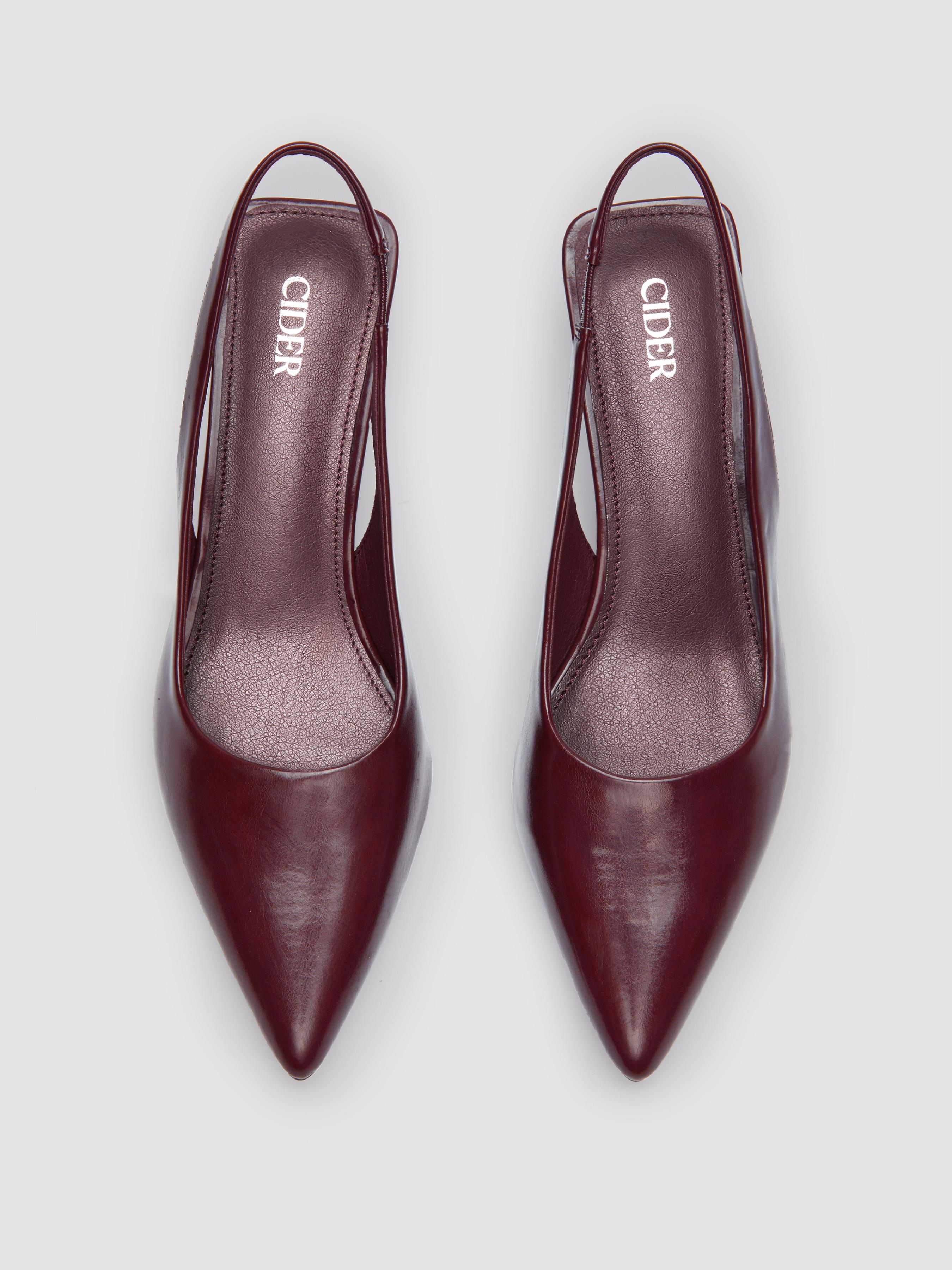 Metallic Pointed Toe Slingback Kitten Heels by CIDER