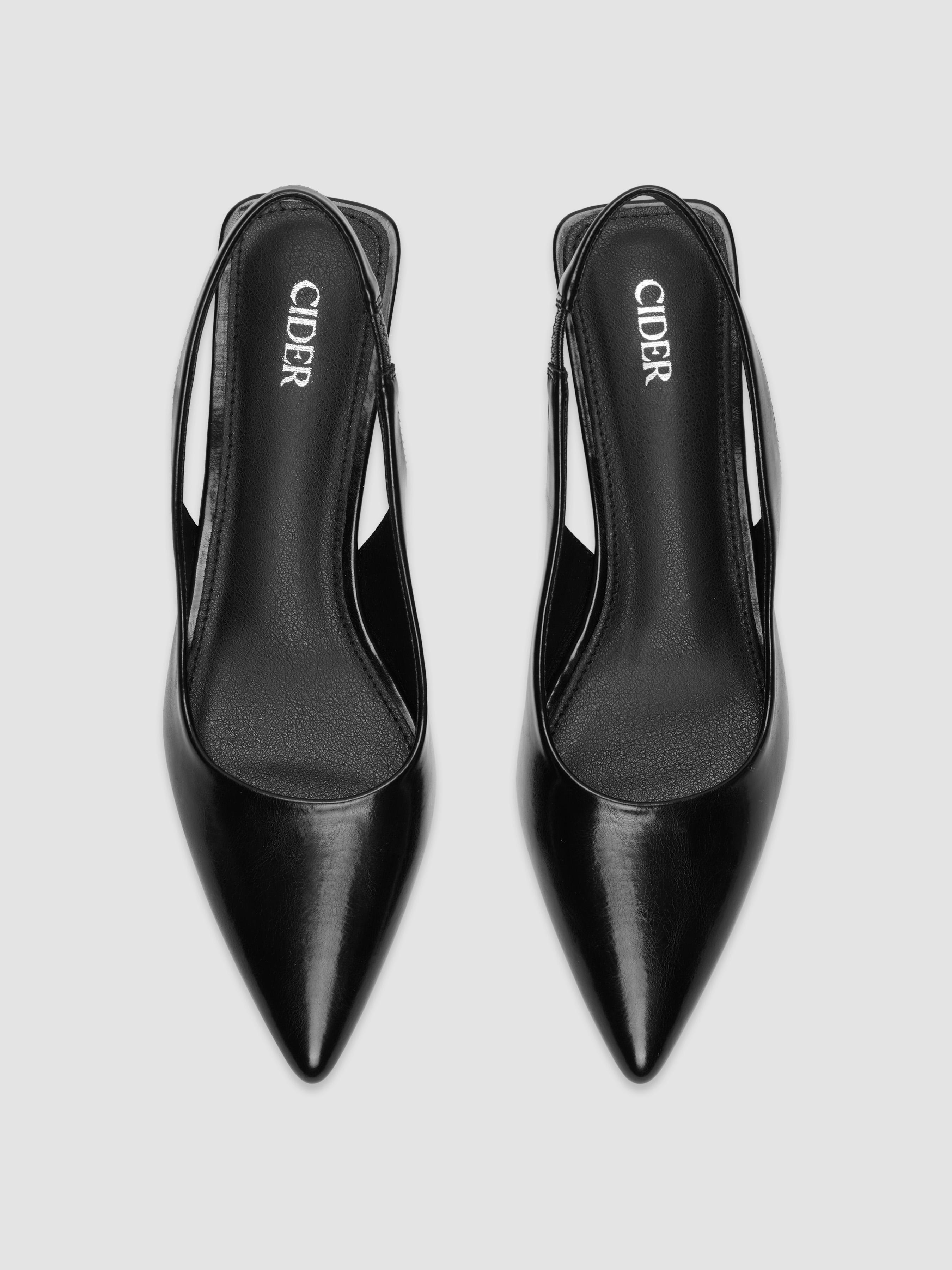 Metallic Pointed Toe Slingback Kitten Heels by CIDER