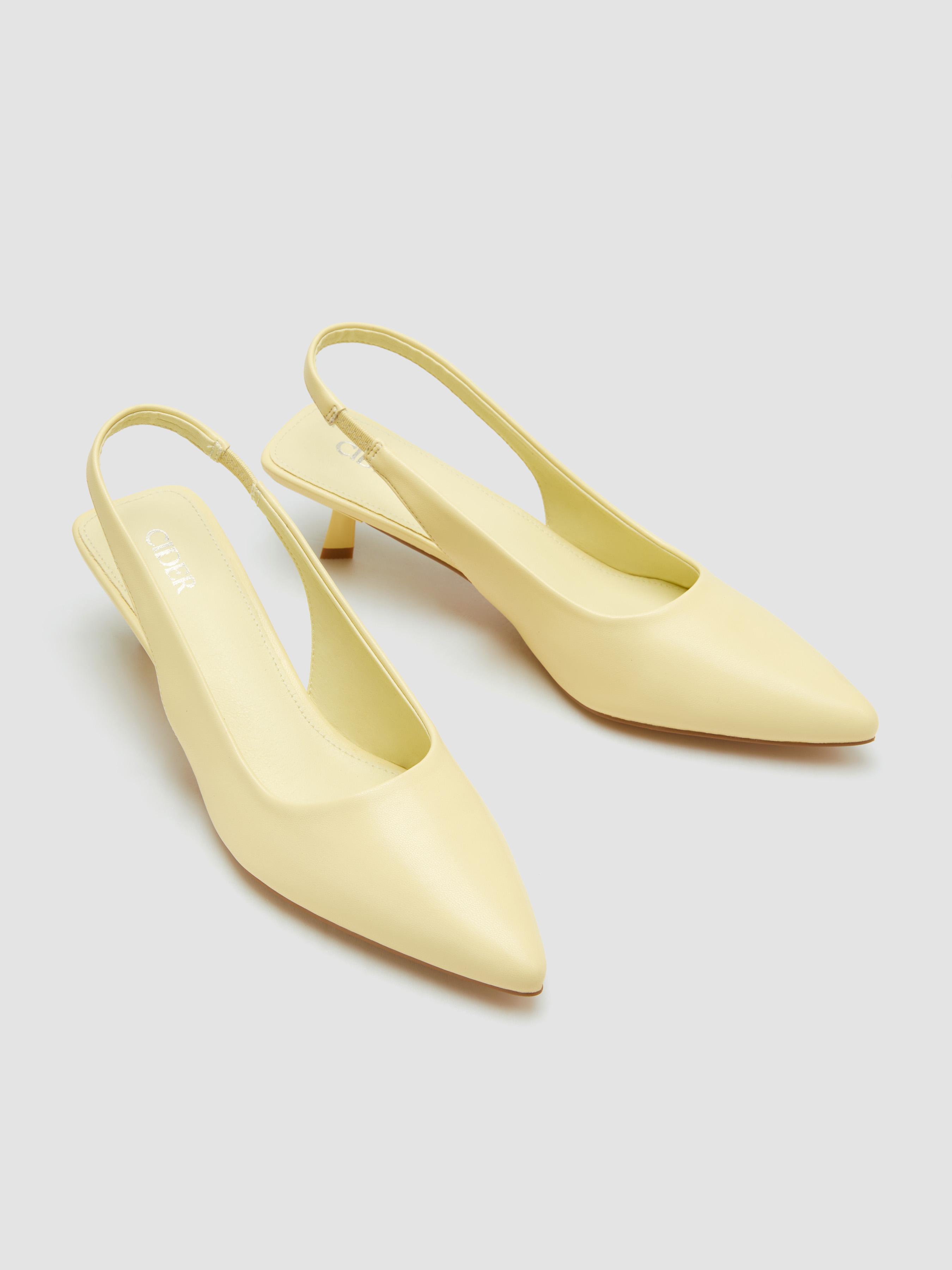 Metallic Pointed Toe Slingback Kitten Heels by CIDER